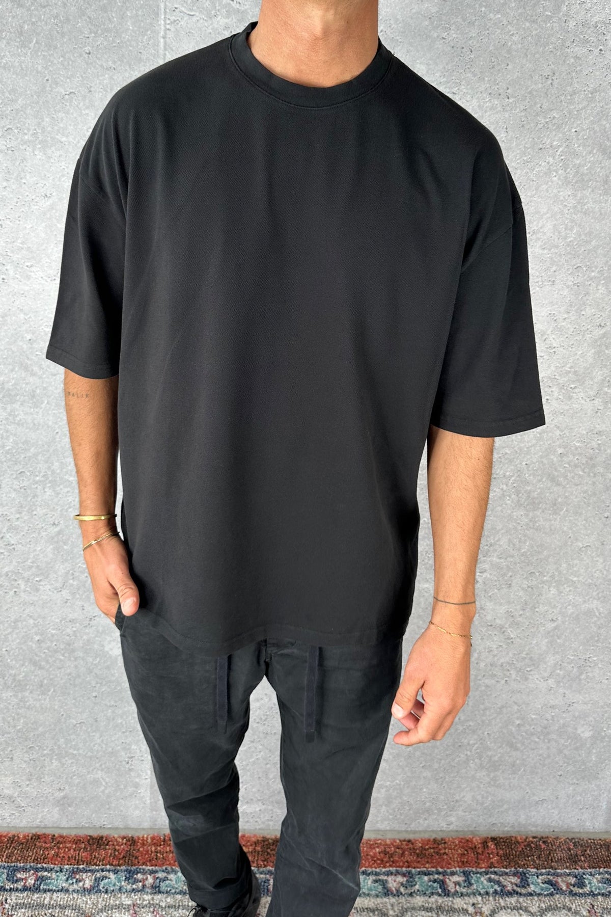 Ruben Cotton Pique Tee Black