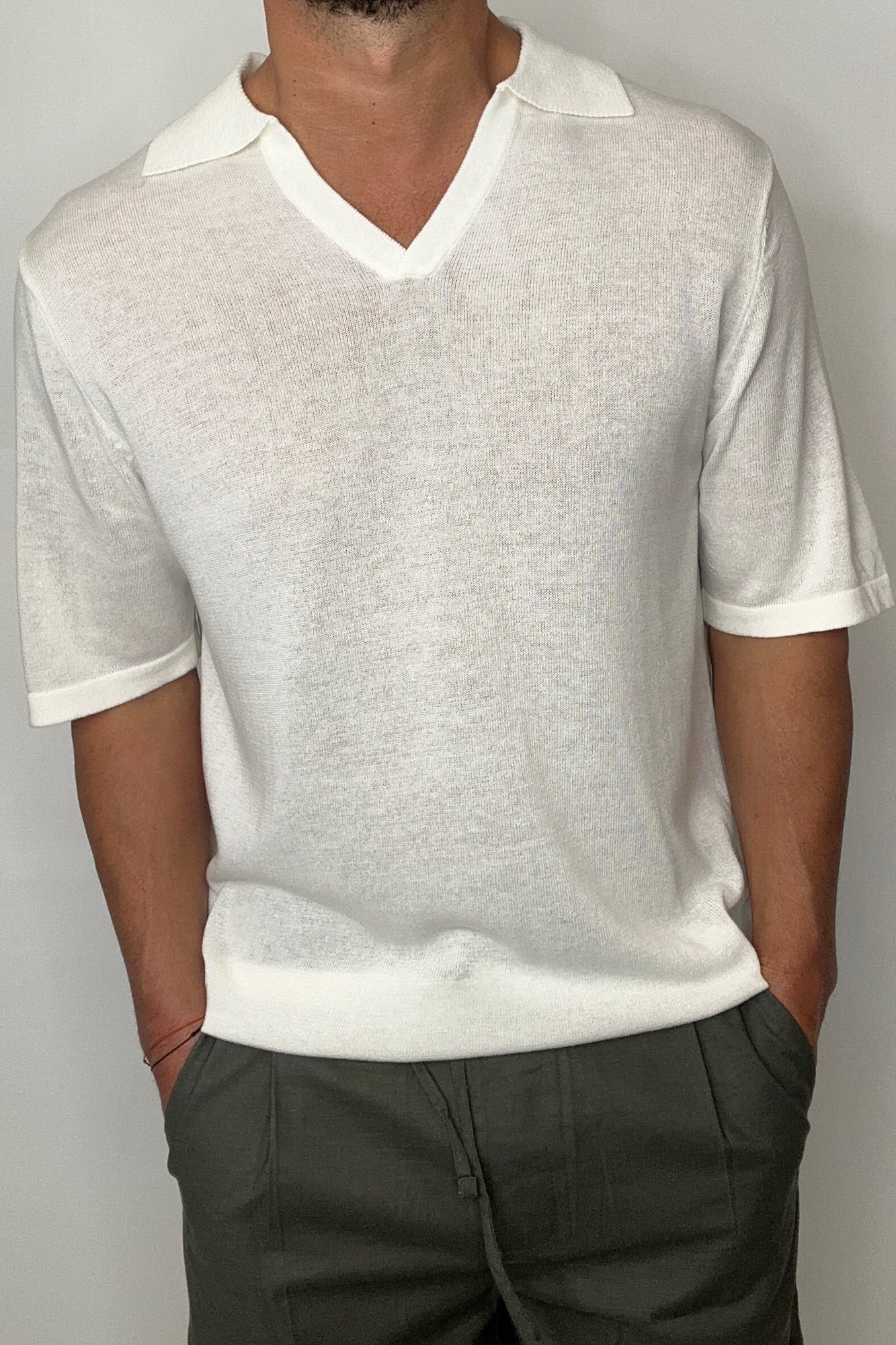Open Neck Soft Polo White