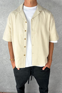 Raf Cropped Shirt Linen Oat