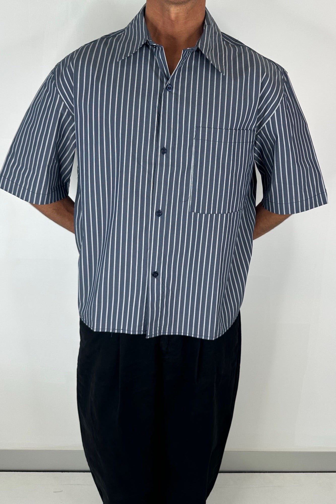 Scott Shirt Stripe Dark Blue