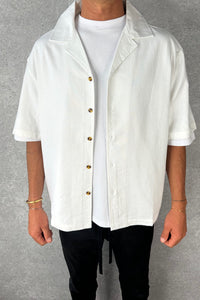 Raf Cropped Shirt Linen White