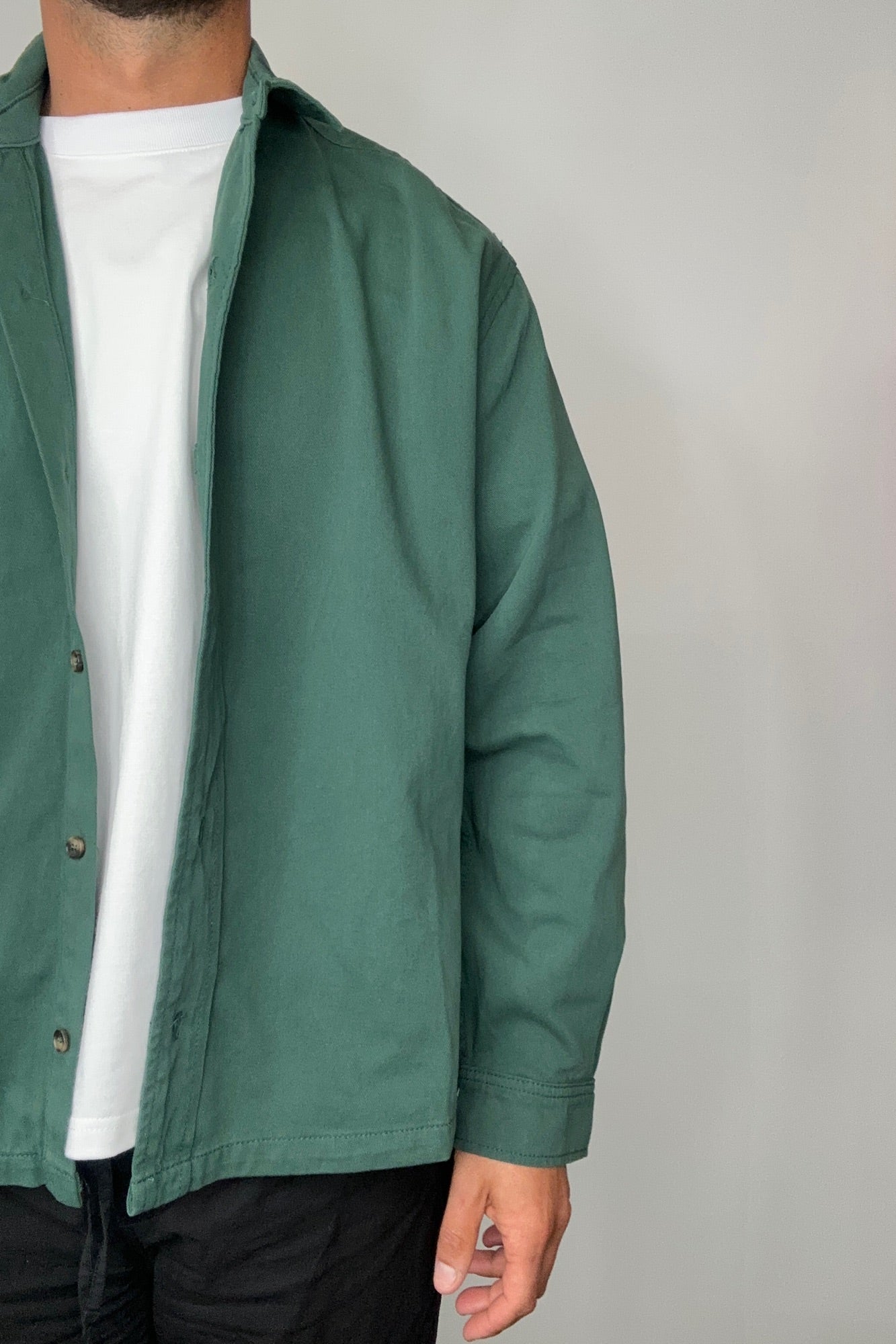 Phillip Washed Cotton Overshirt Green