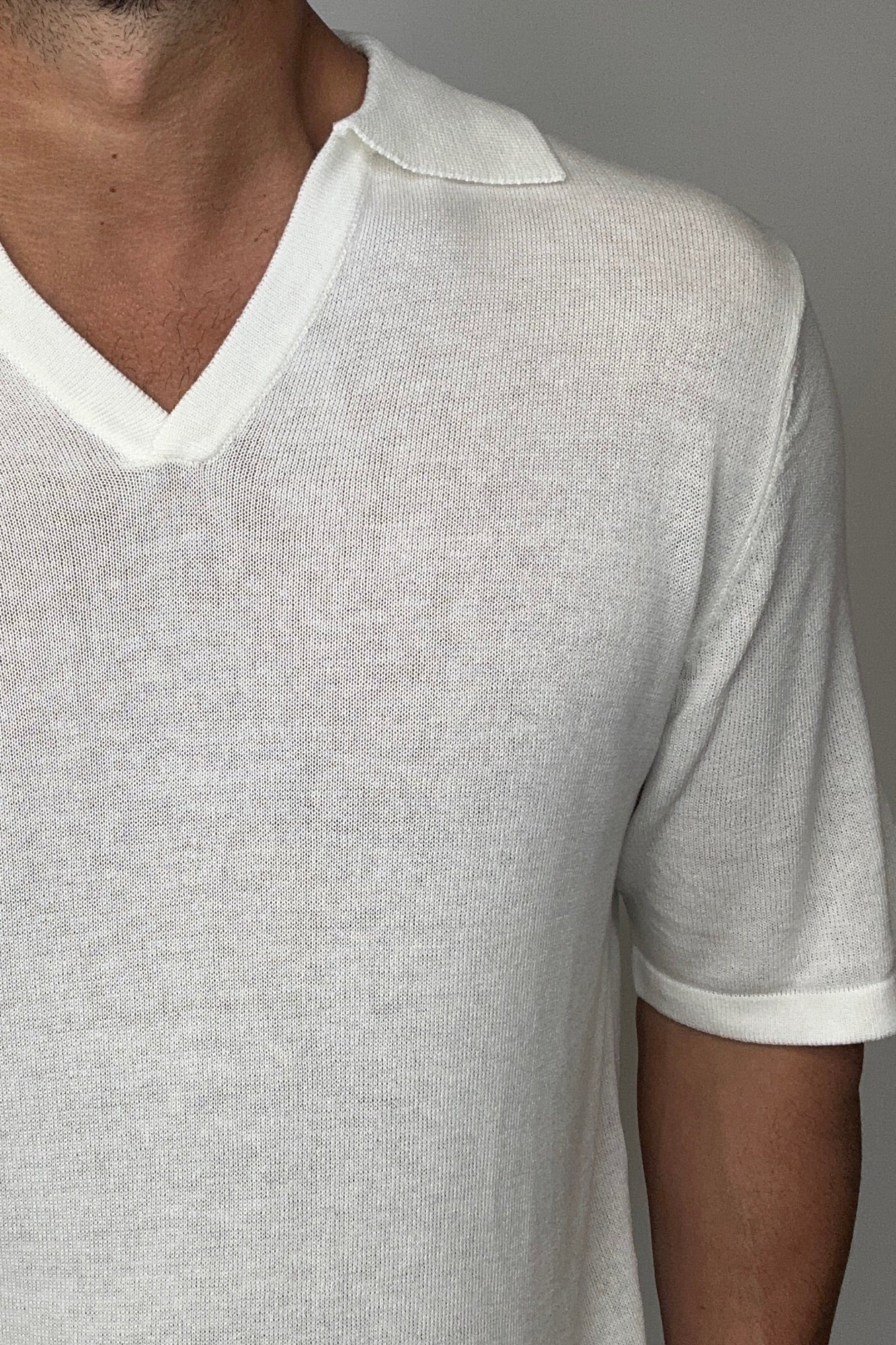 Open Neck Soft Polo White