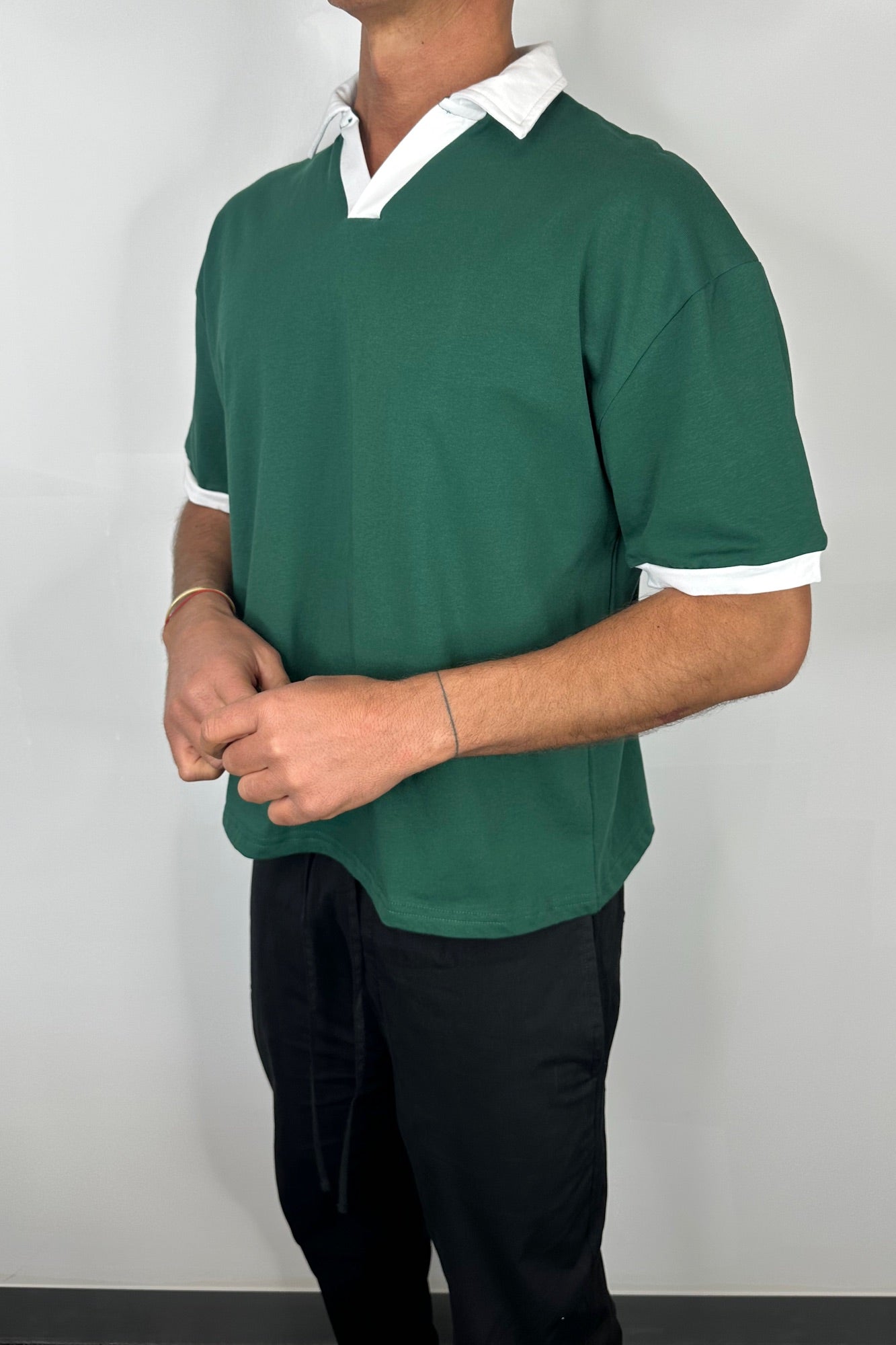 Two Tone Polo Emerald