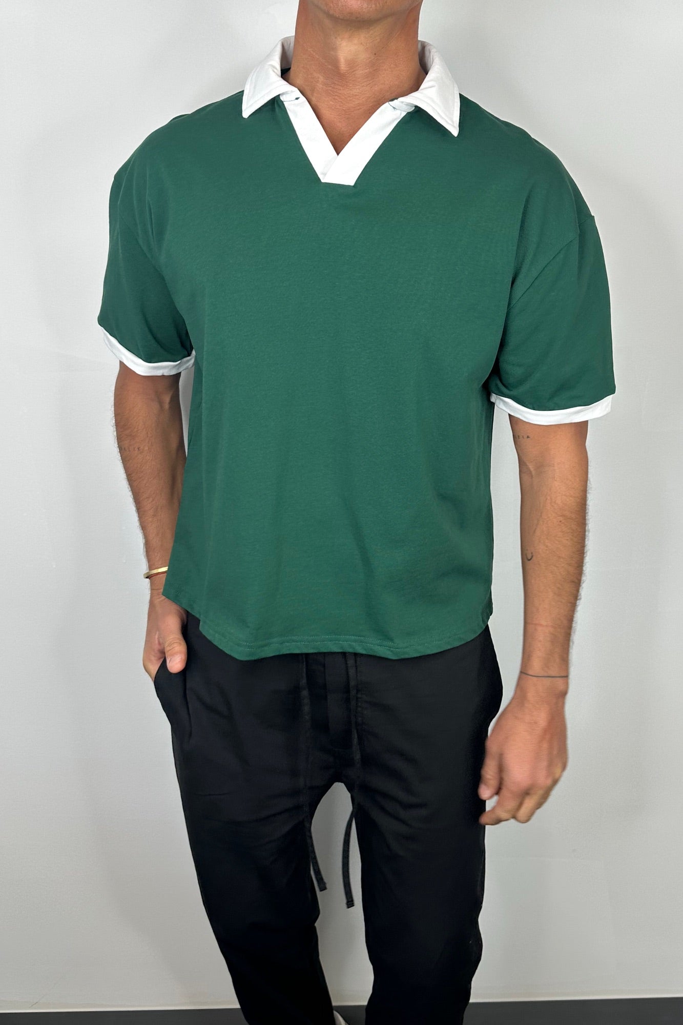 Two Tone Polo Emerald