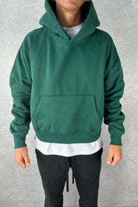 Roman Cropped Drop Hoodie Emerald