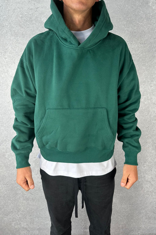 Roman Cropped Drop Hoodie Emerald