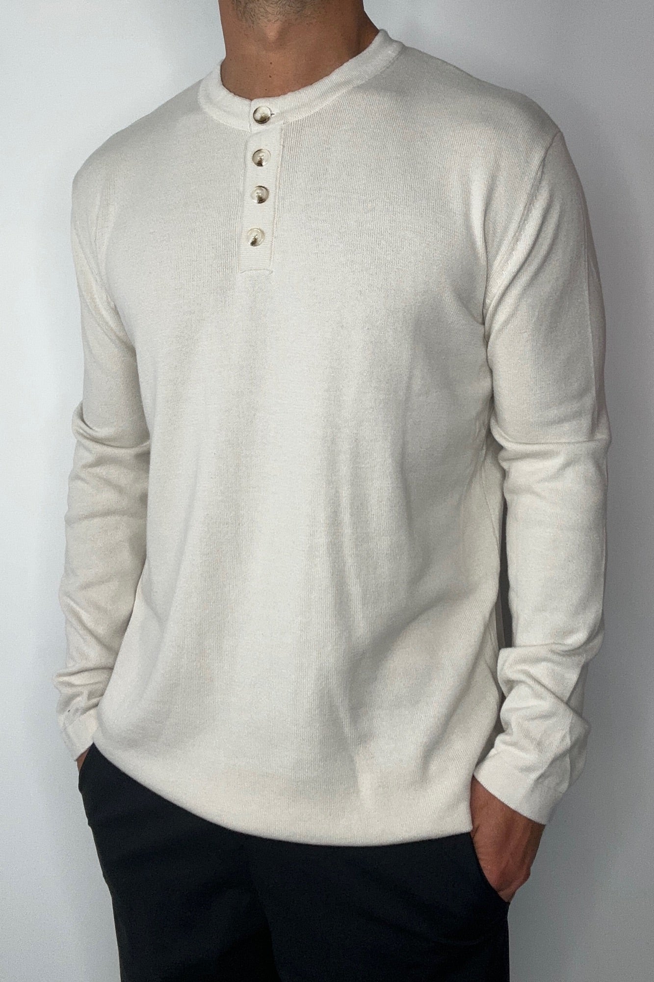 Jackson Fitted Henley Ivory