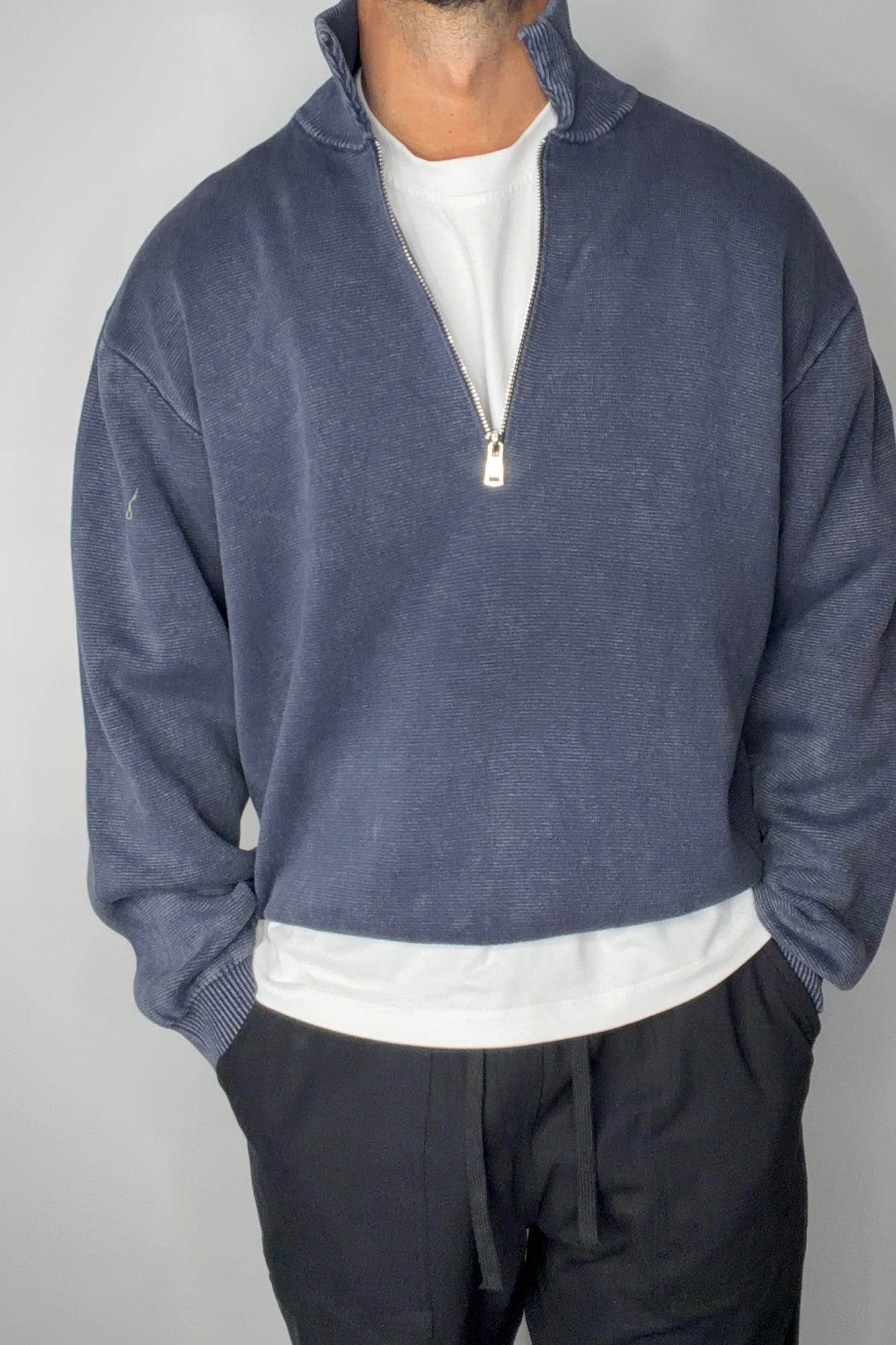 Calin Zip Up Knit Navy