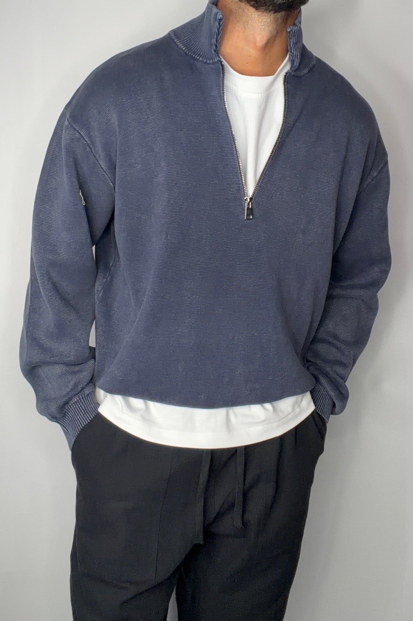 Calin Zip Up Knit Navy
