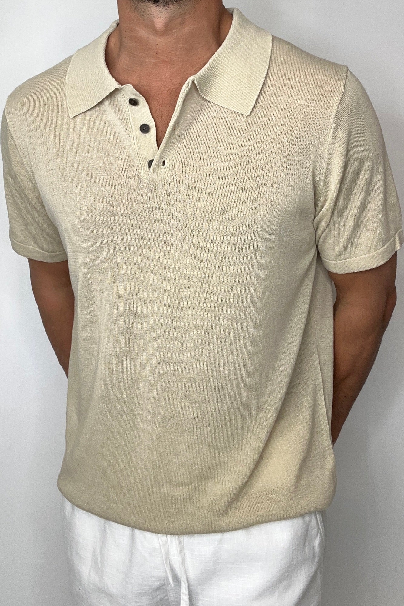 Relaxed Soft Knit Polo Sand