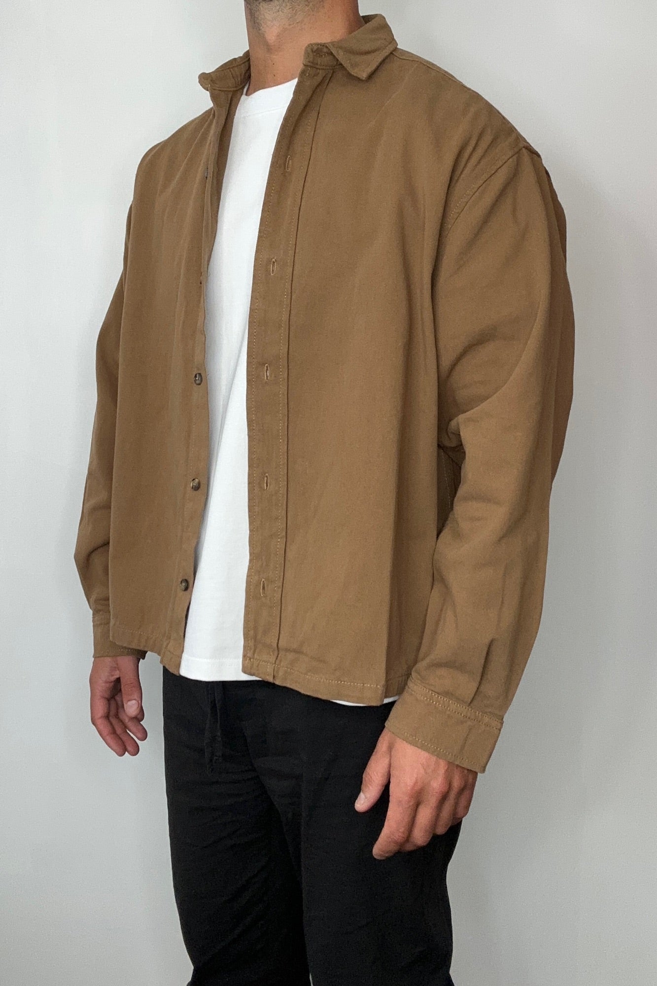 Phillip Washed Cotton Overshirt Tan