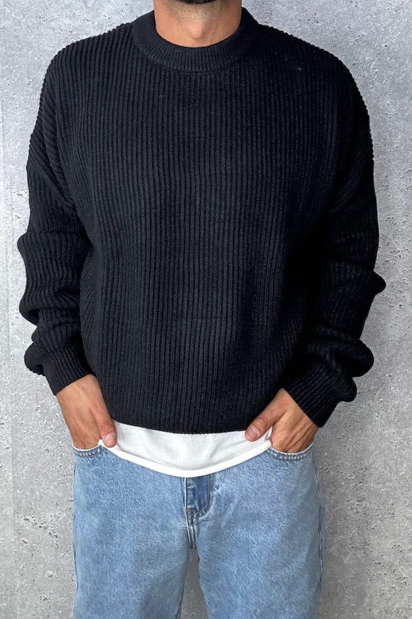 Drop Sleeve Heavy Knit Black