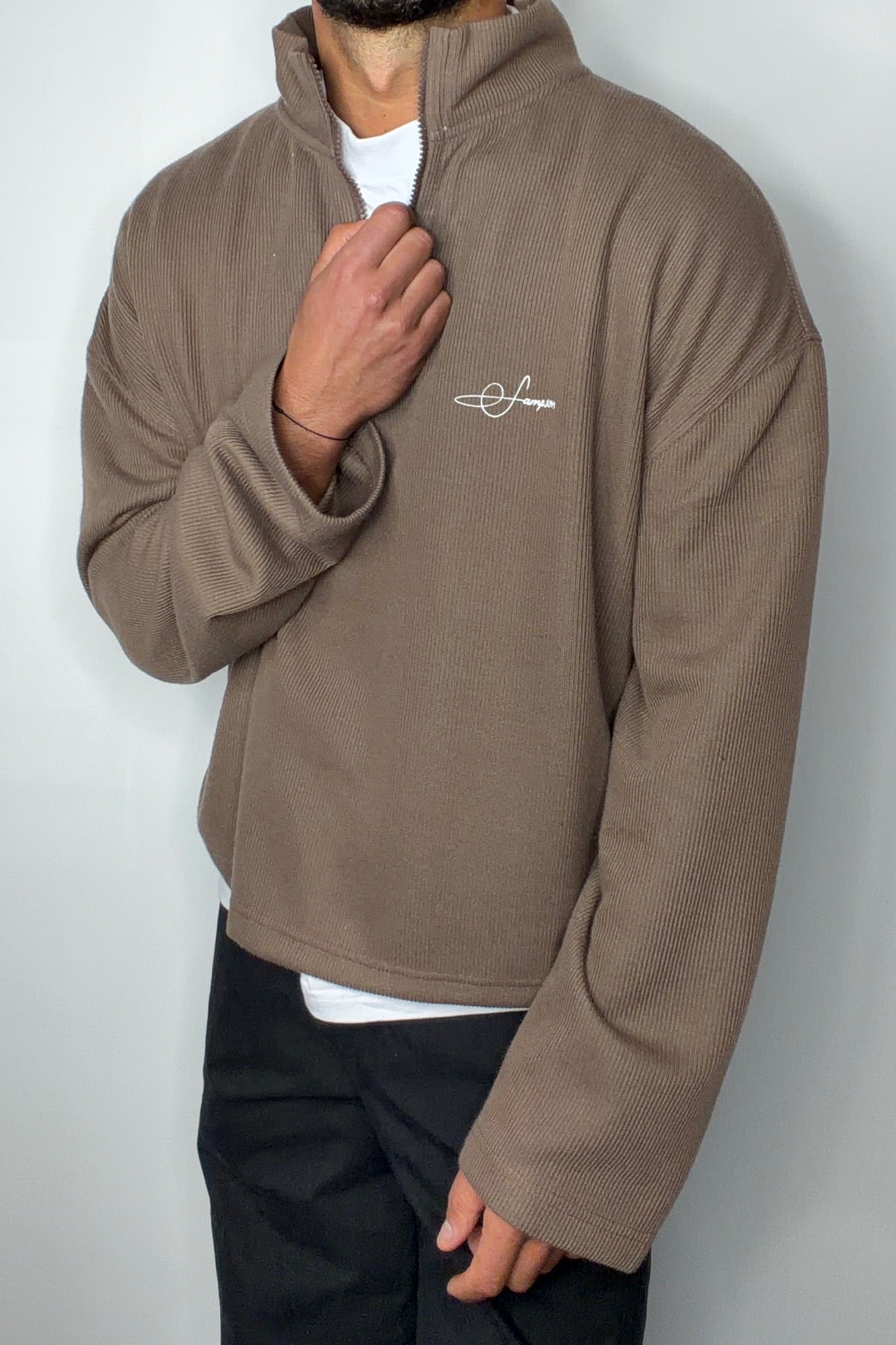 Sampson Half Zip Sweater Choc