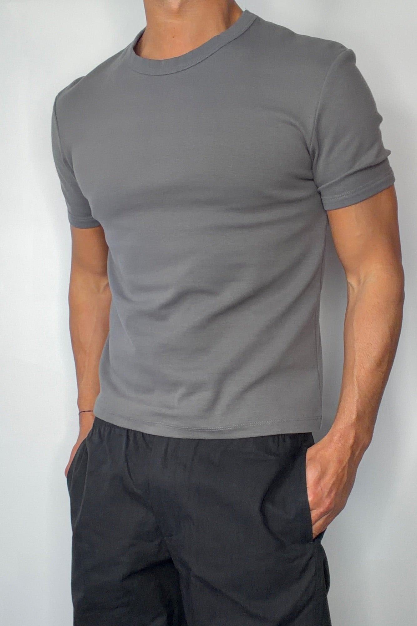 Charlie Ringer Tee Plain Charcoal