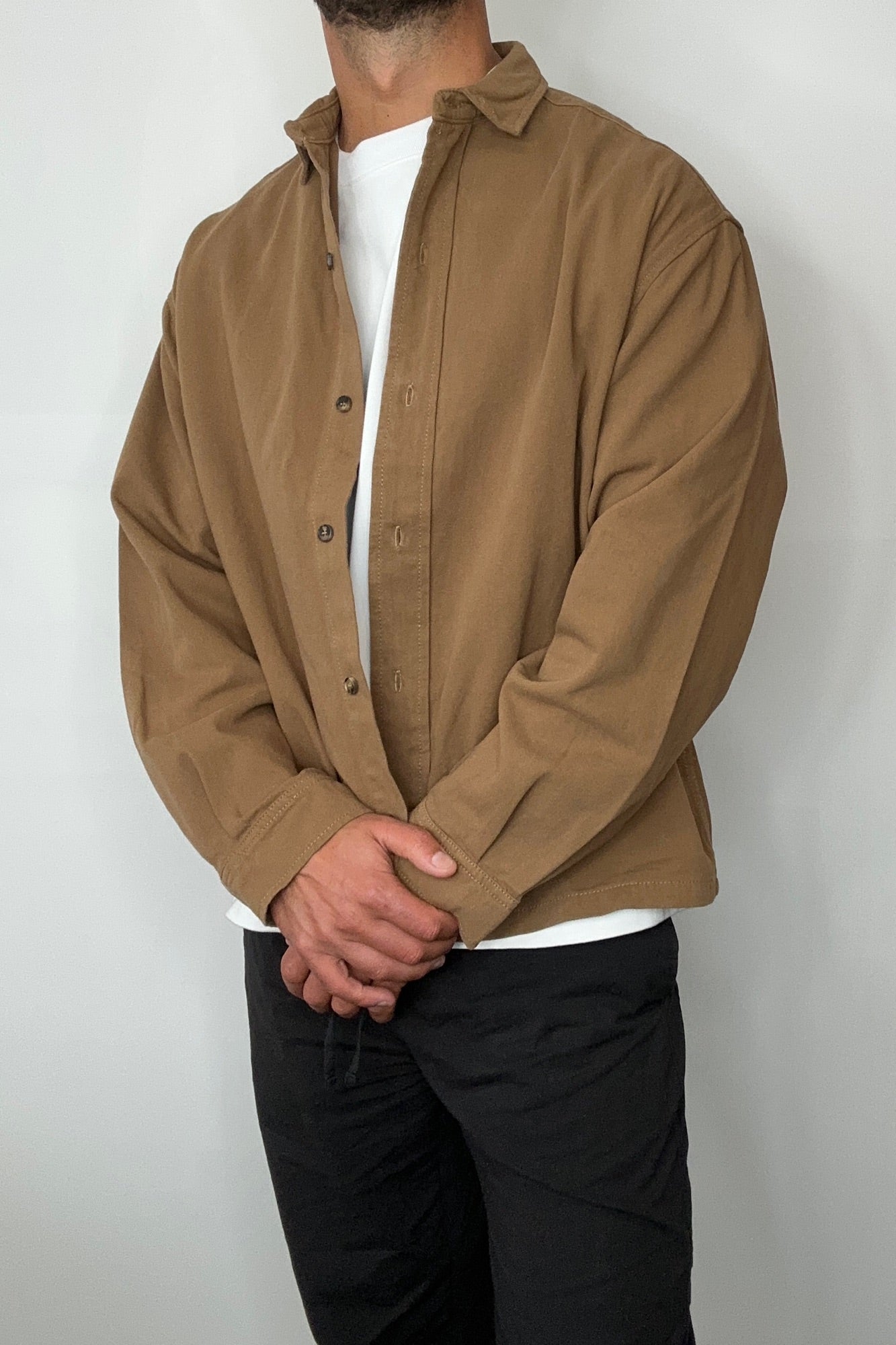 Phillip Washed Cotton Overshirt Tan