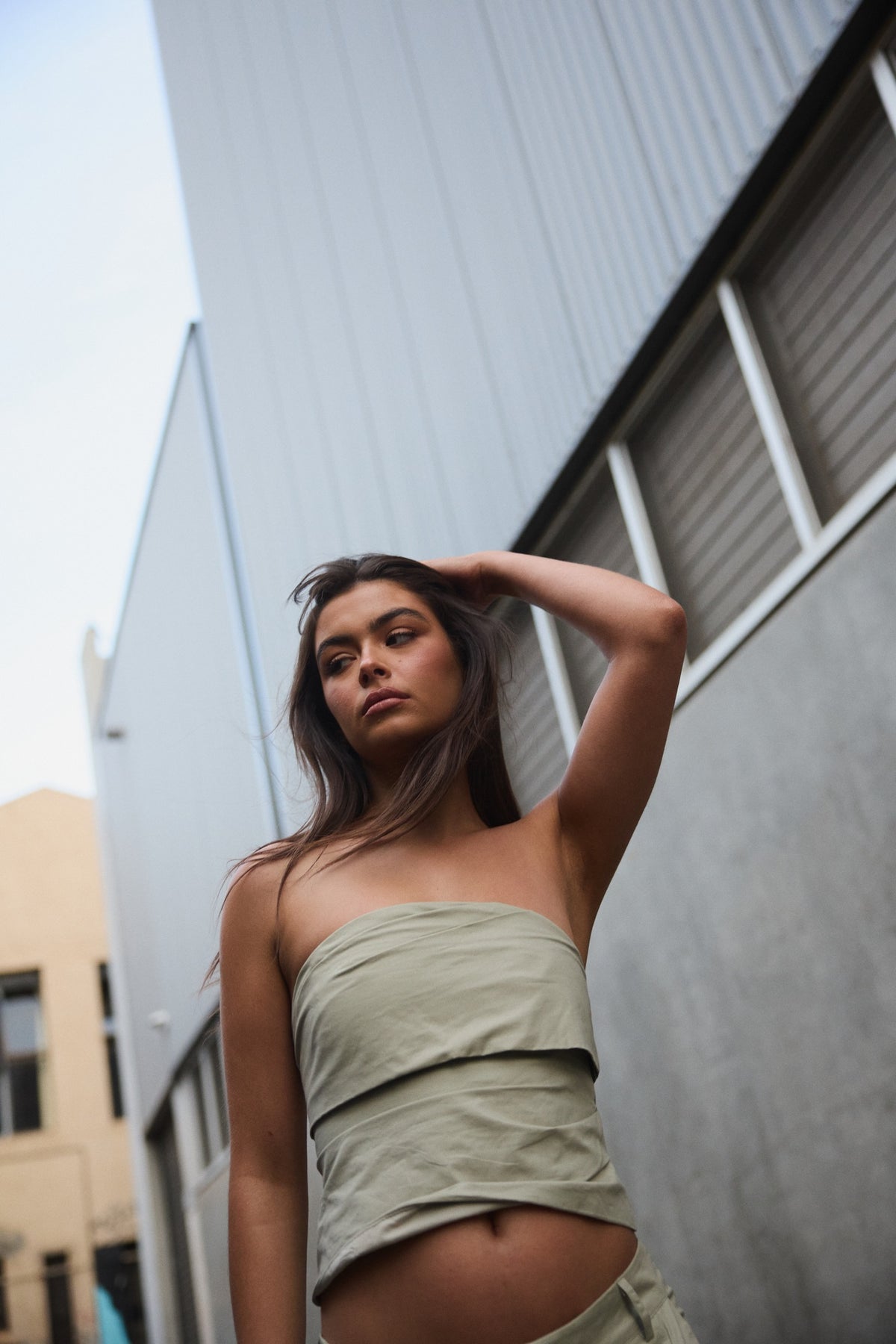 Smokeshow Strapless Top Sage