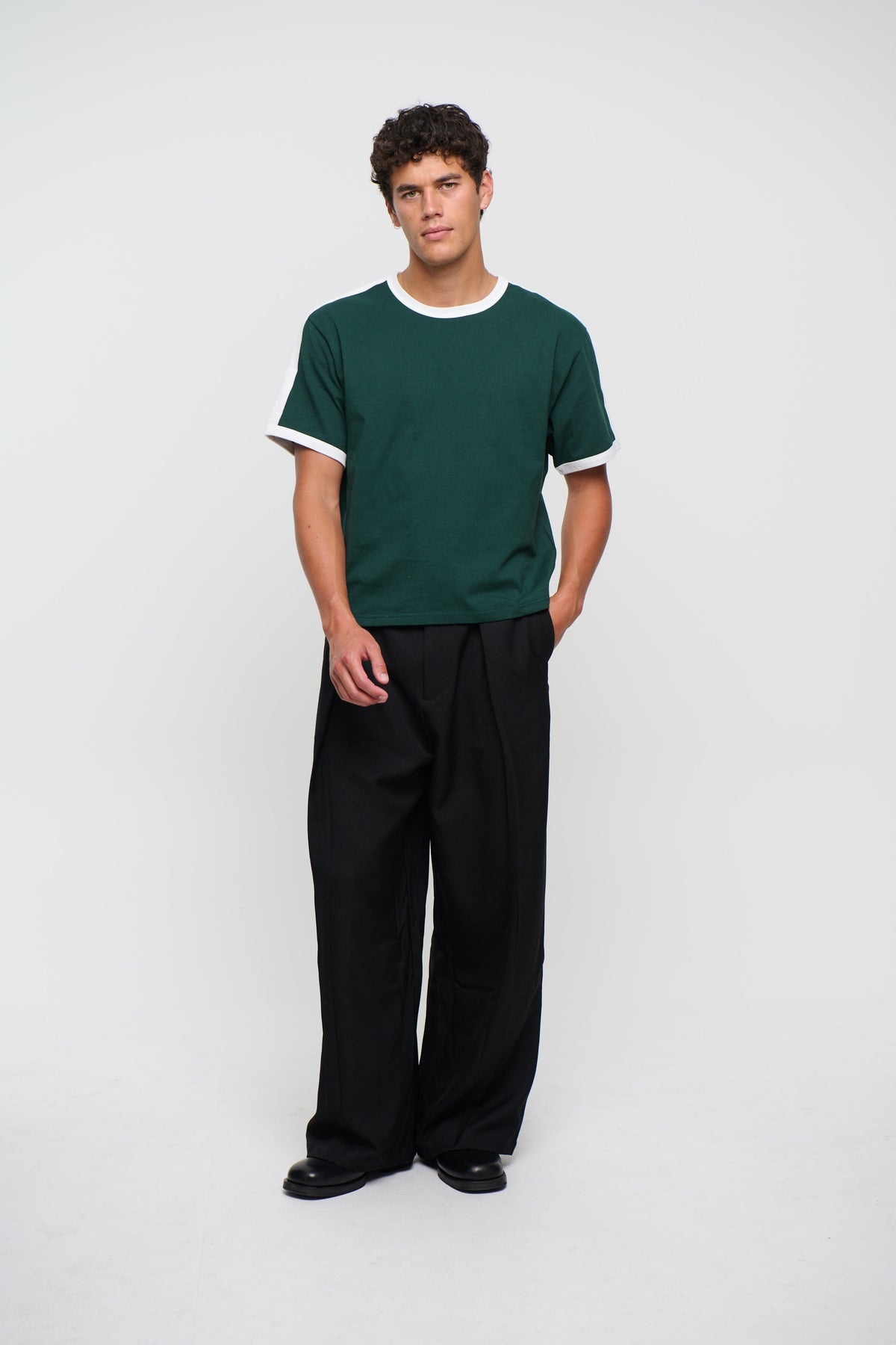 Richie Ribbed Tee Dark Green