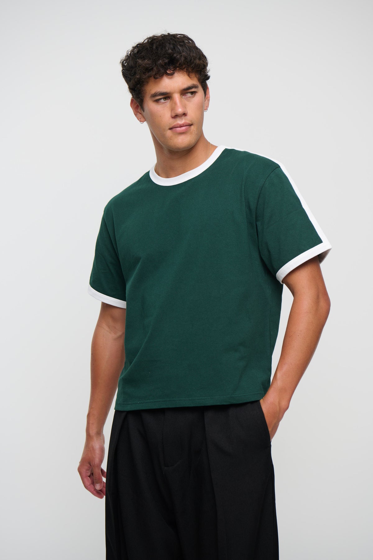 Richie Ribbed Tee Dark Green