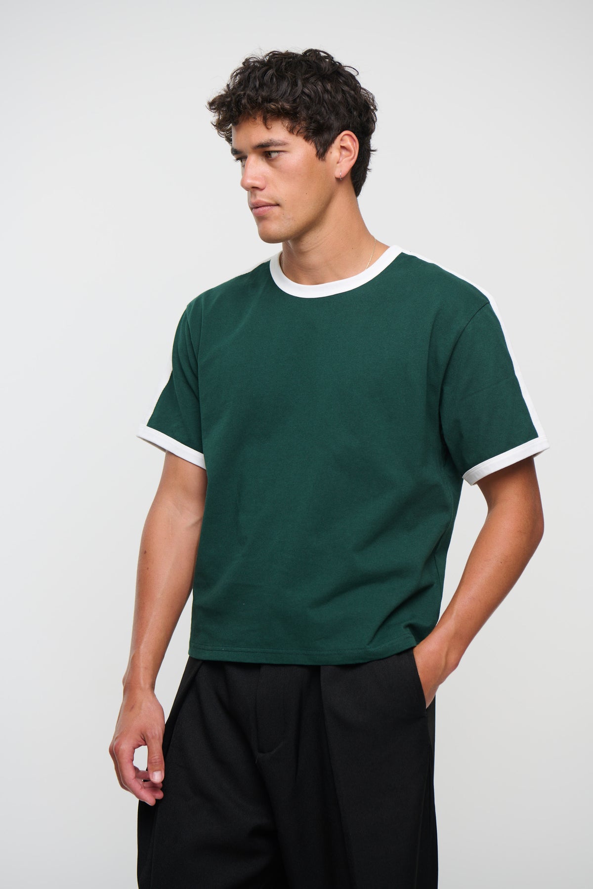 Richie Ribbed Tee Dark Green