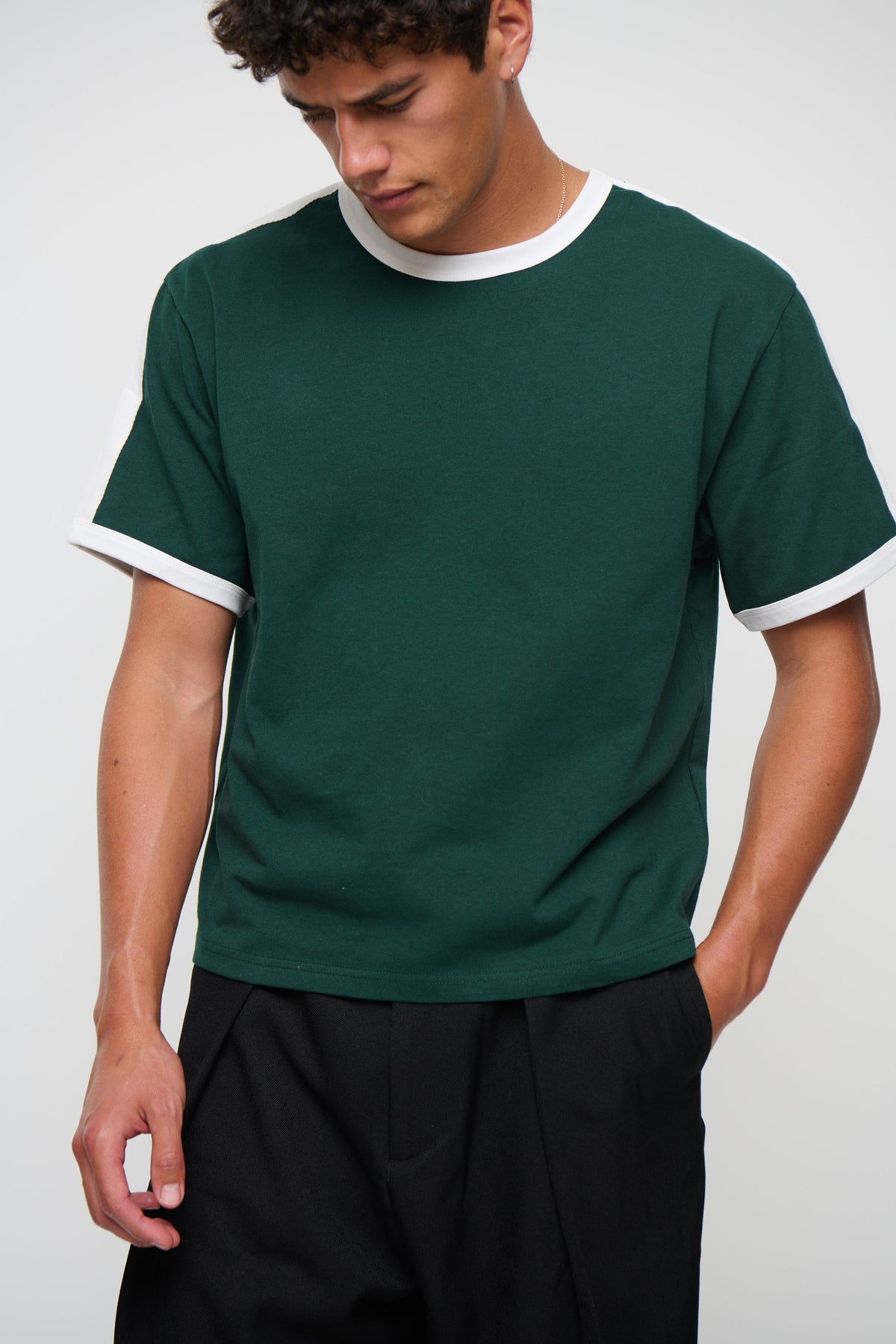 Richie Ribbed Tee Dark Green
