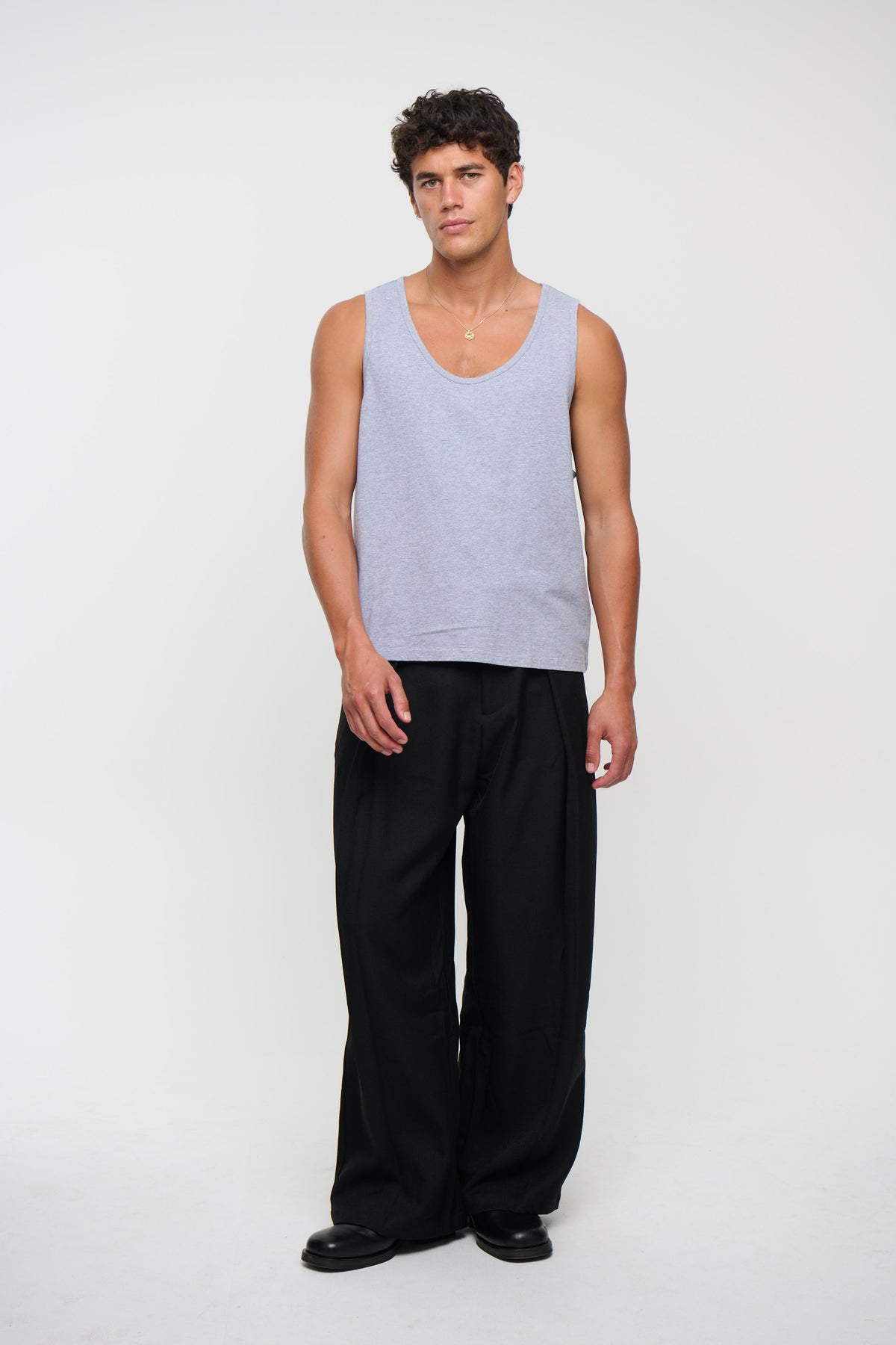 Richie Loose Crop Tank Grey