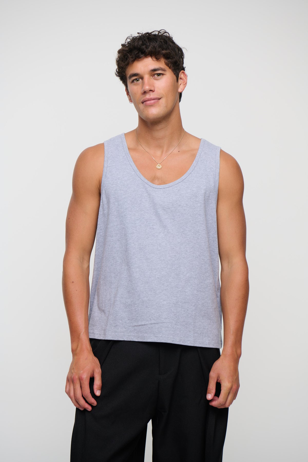 Richie Loose Crop Tank Grey