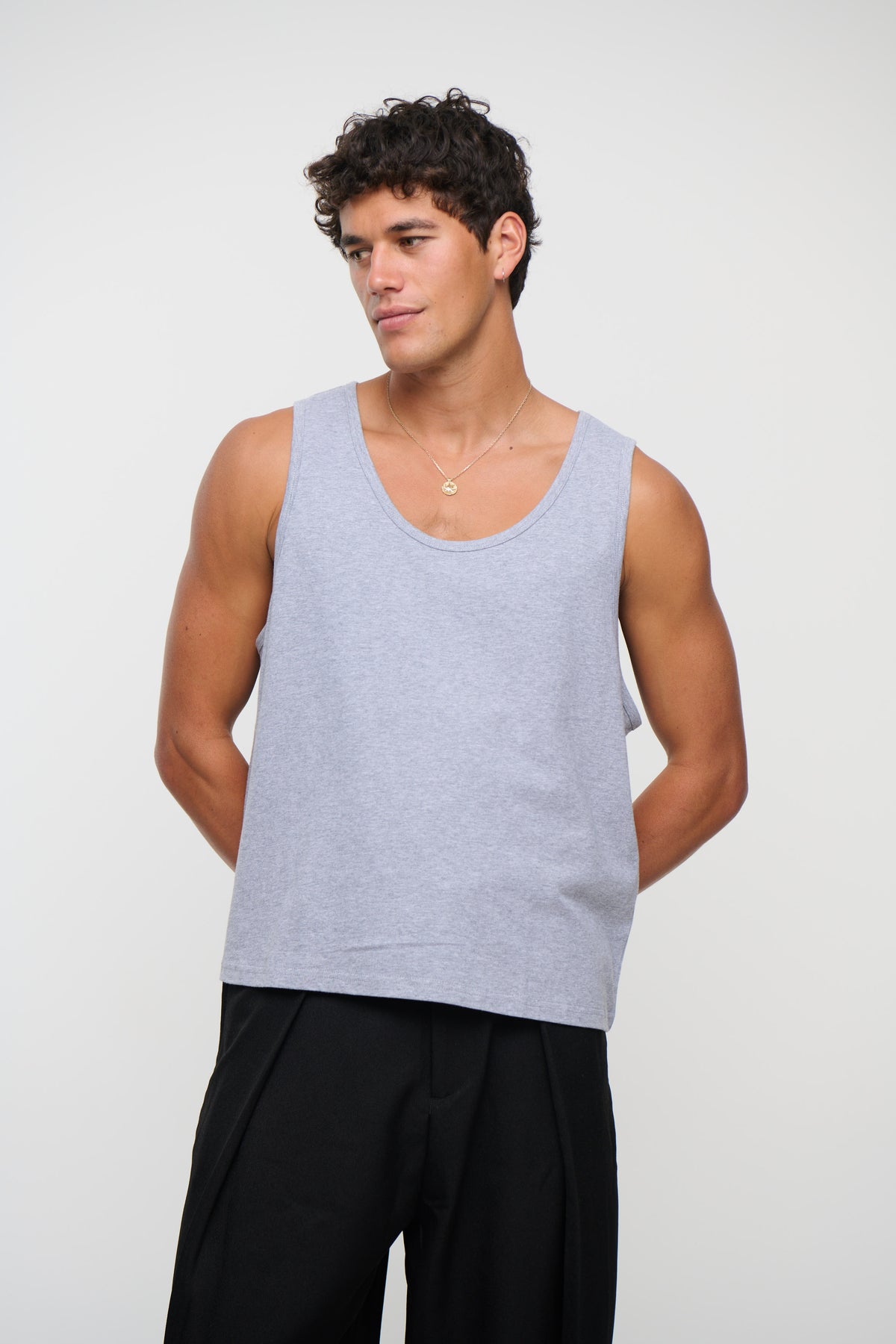 Richie Loose Crop Tank Grey