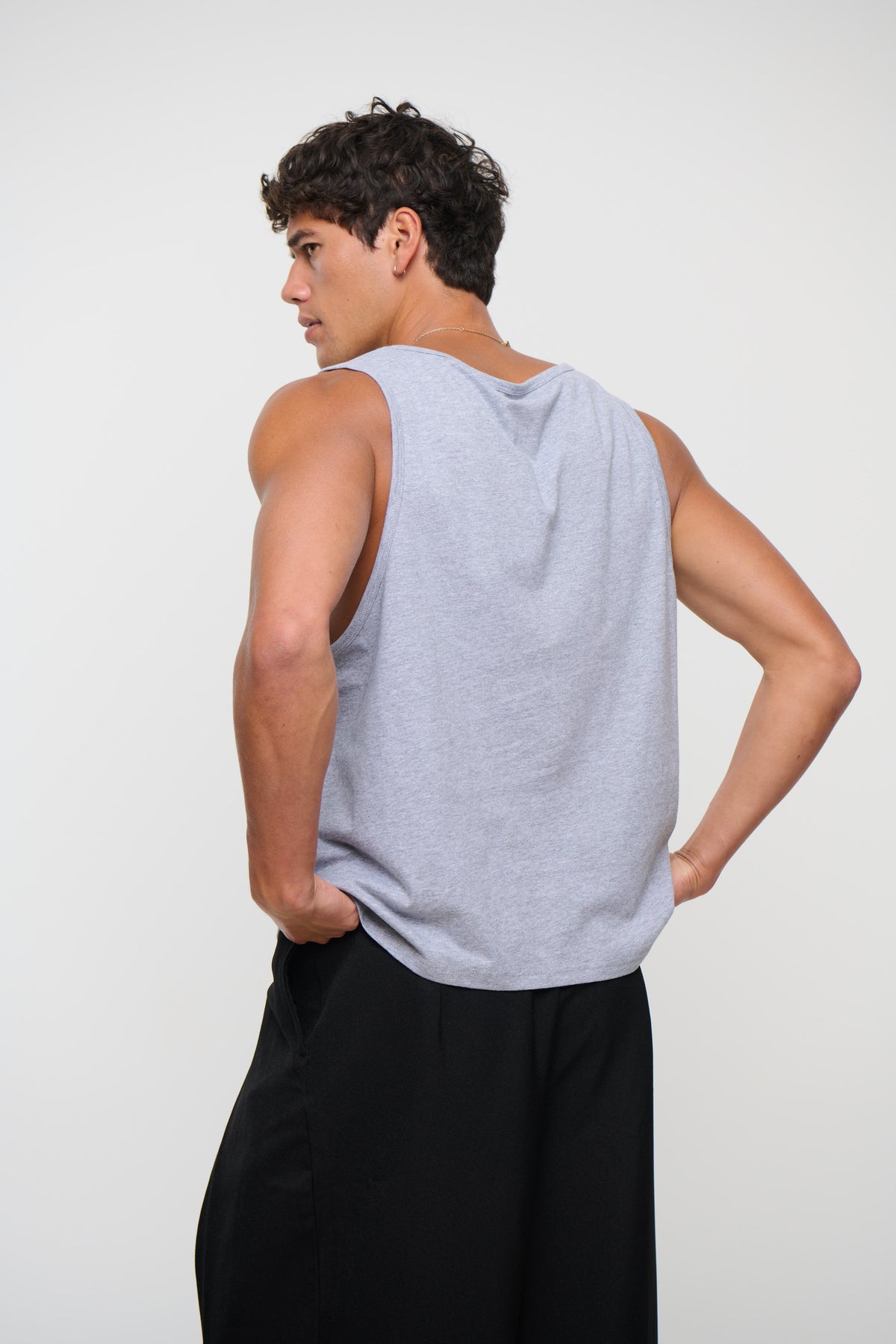 Richie Loose Crop Tank Grey