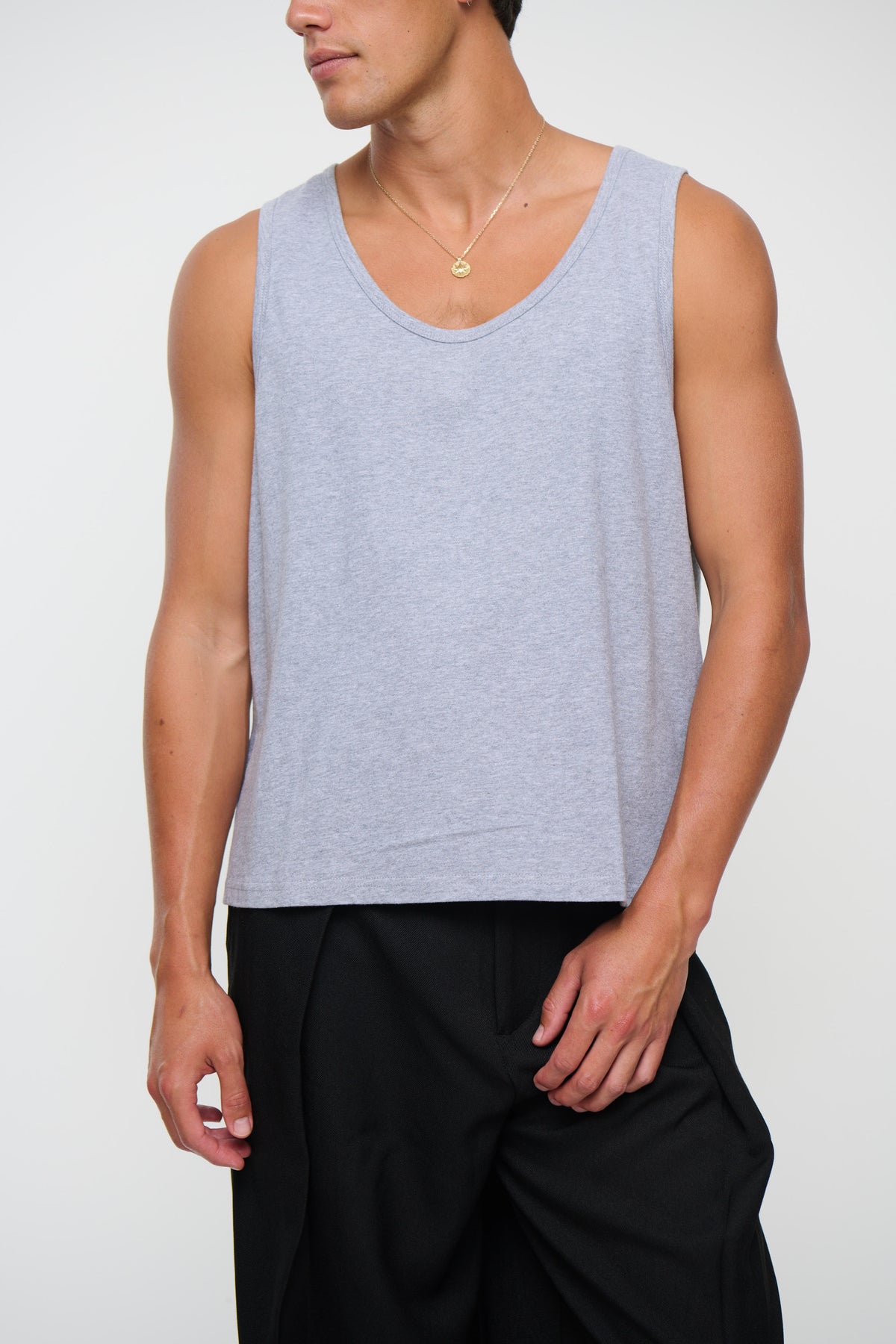 Richie Loose Crop Tank Grey