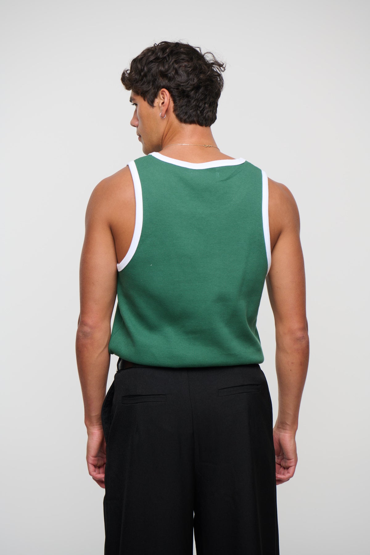 Waffle Fitted Tank Emerald