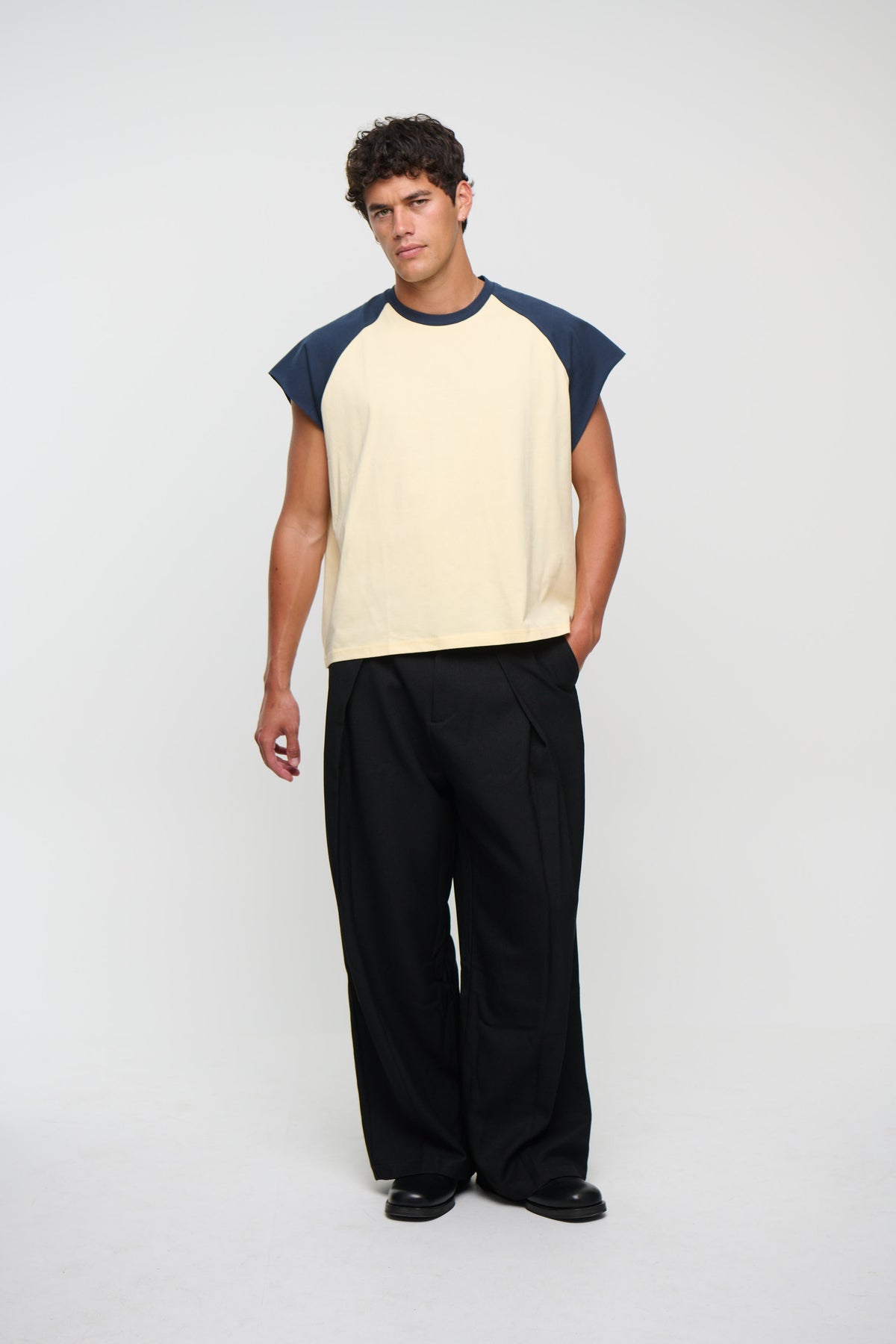 Raglan Crop Box Tank Midnight