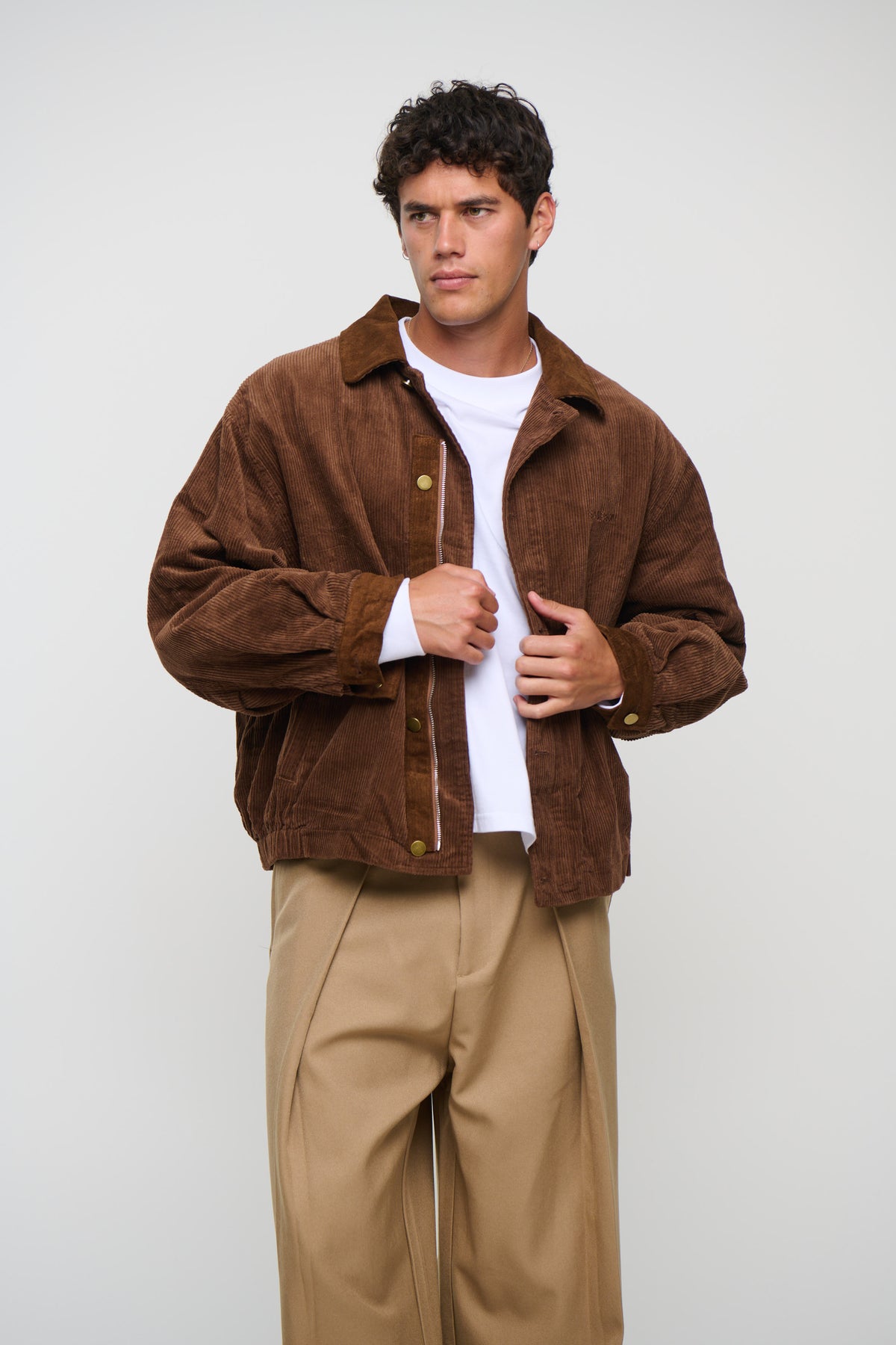 Relaxed Cord Bomber Choc