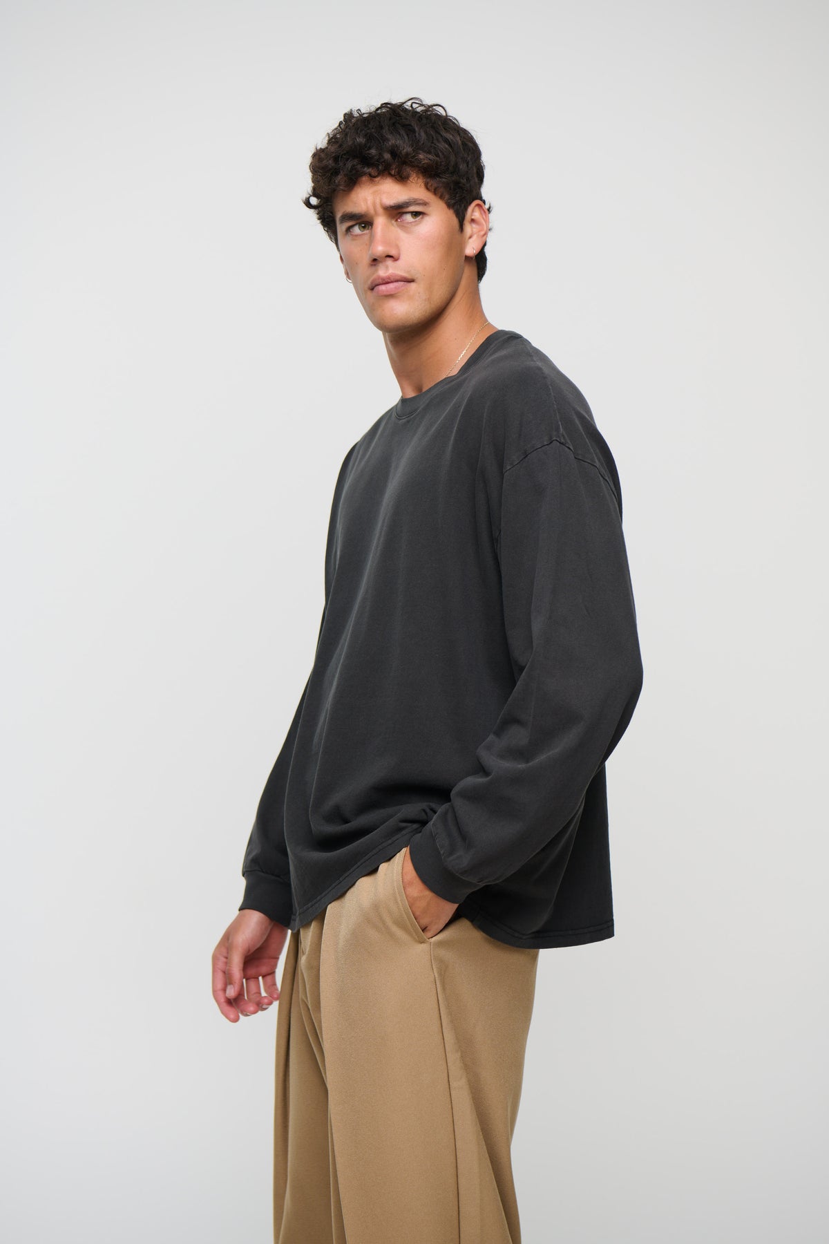Enzyme Wash Long Sleeve Charcoal