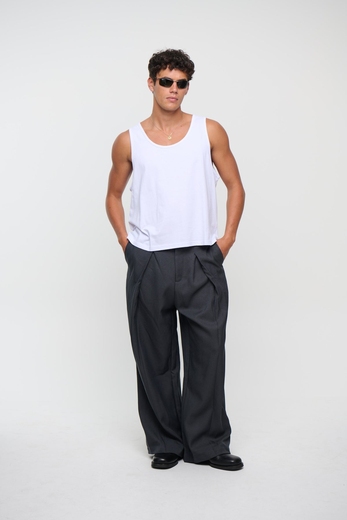 Richie Loose Crop Tank White