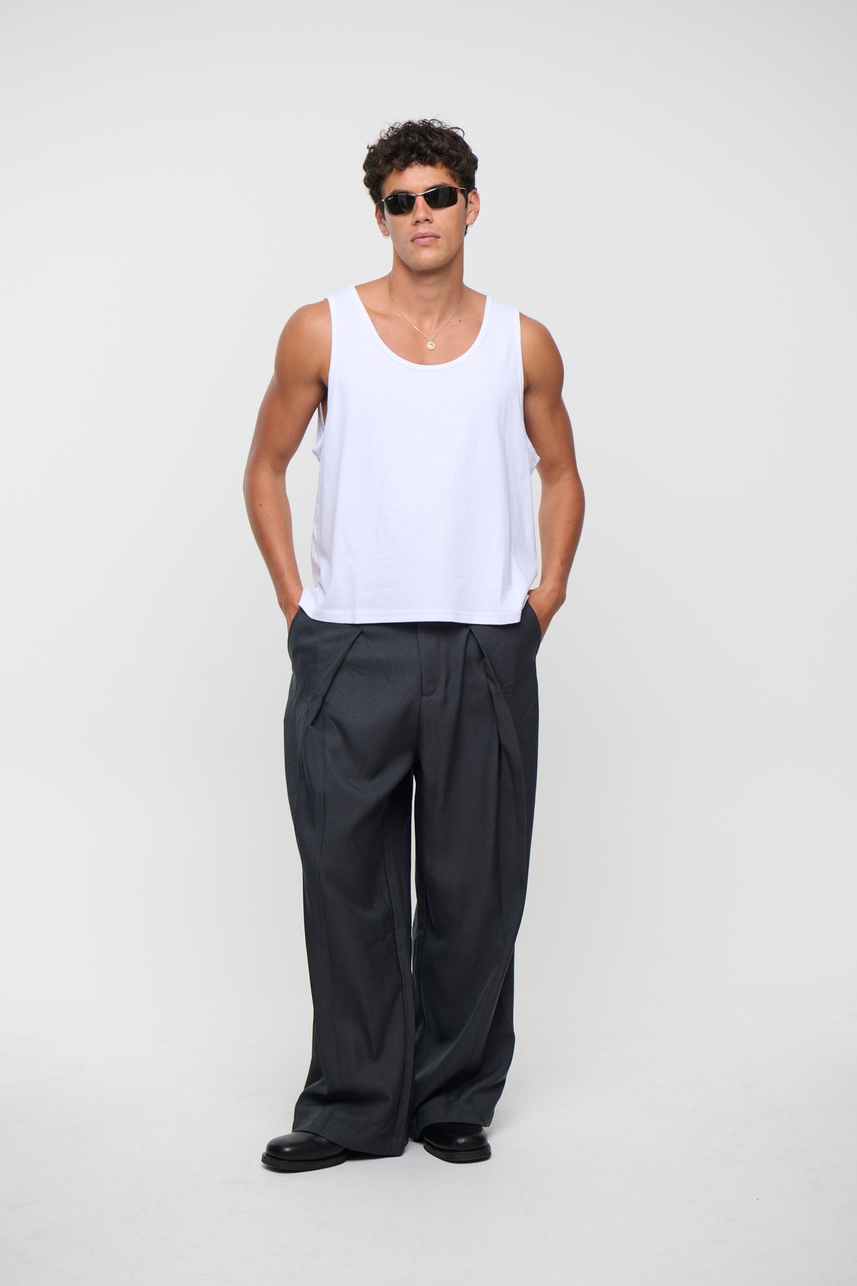 Richie Loose Crop Tank White