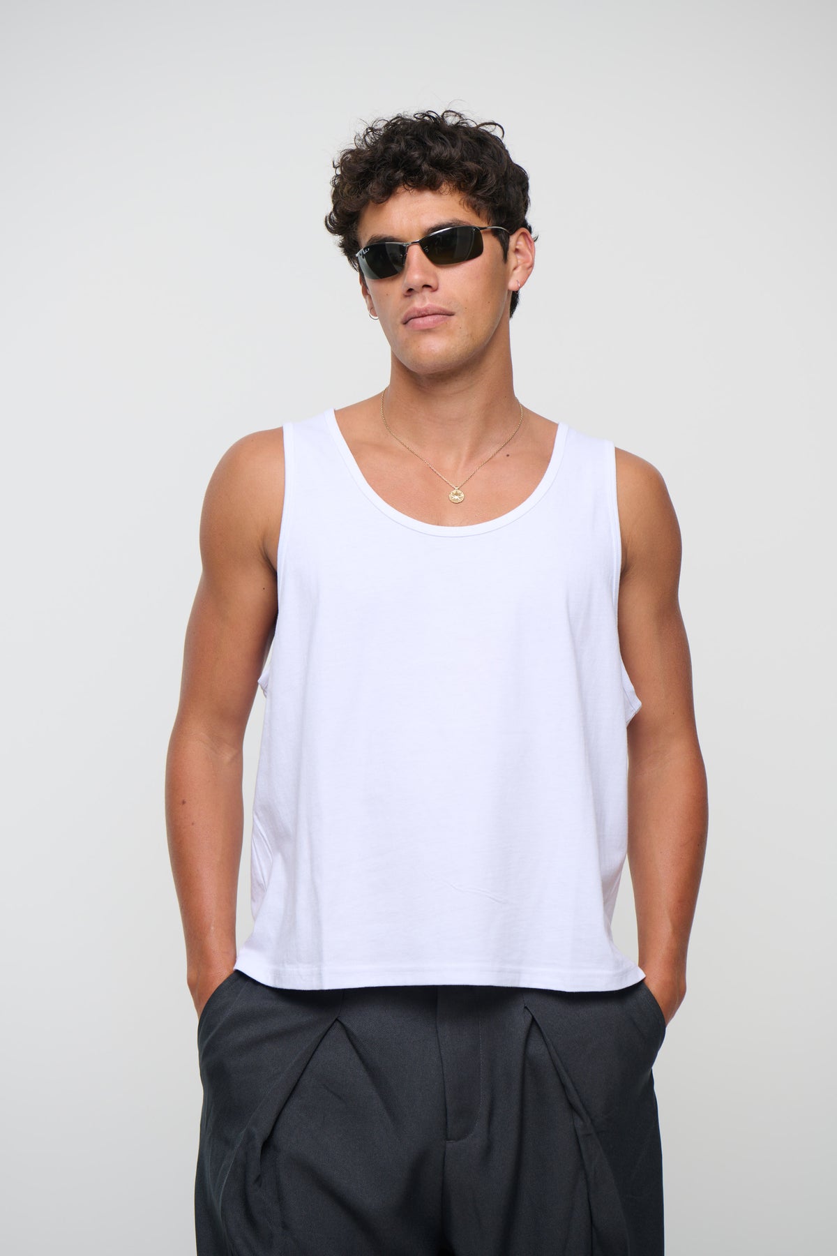 Richie Loose Crop Tank White