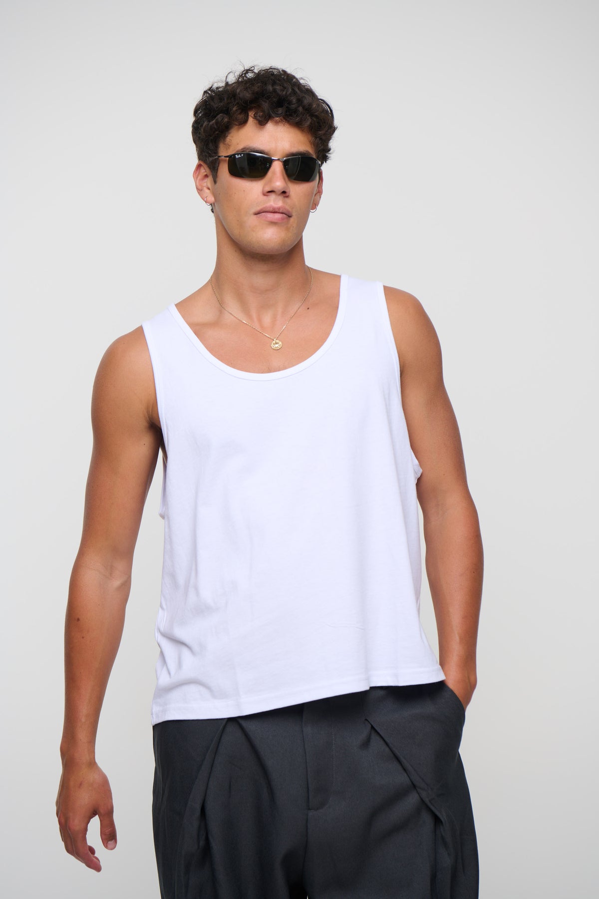 Richie Loose Crop Tank White