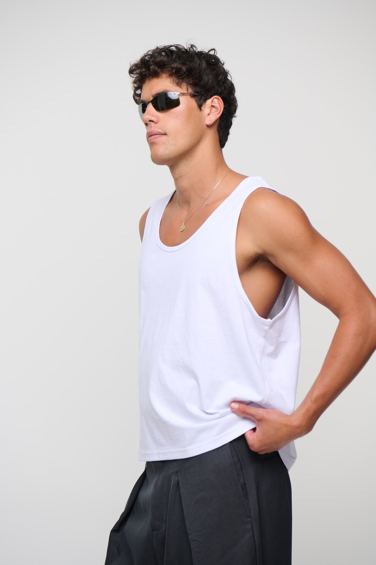 Richie Loose Crop Tank White