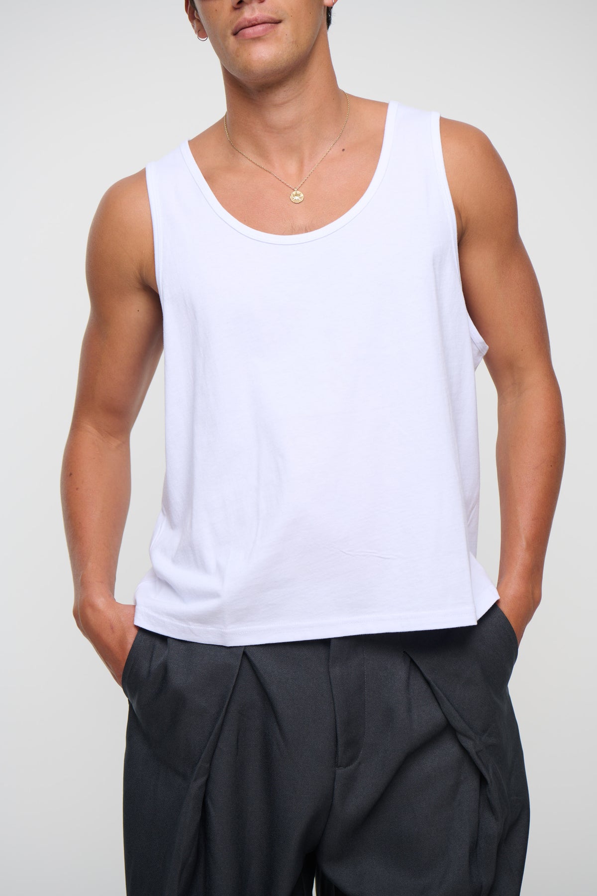 Richie Loose Crop Tank White
