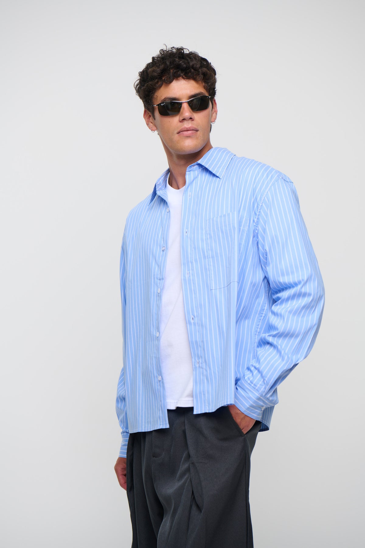 Mitch Stripe Shirt Blue