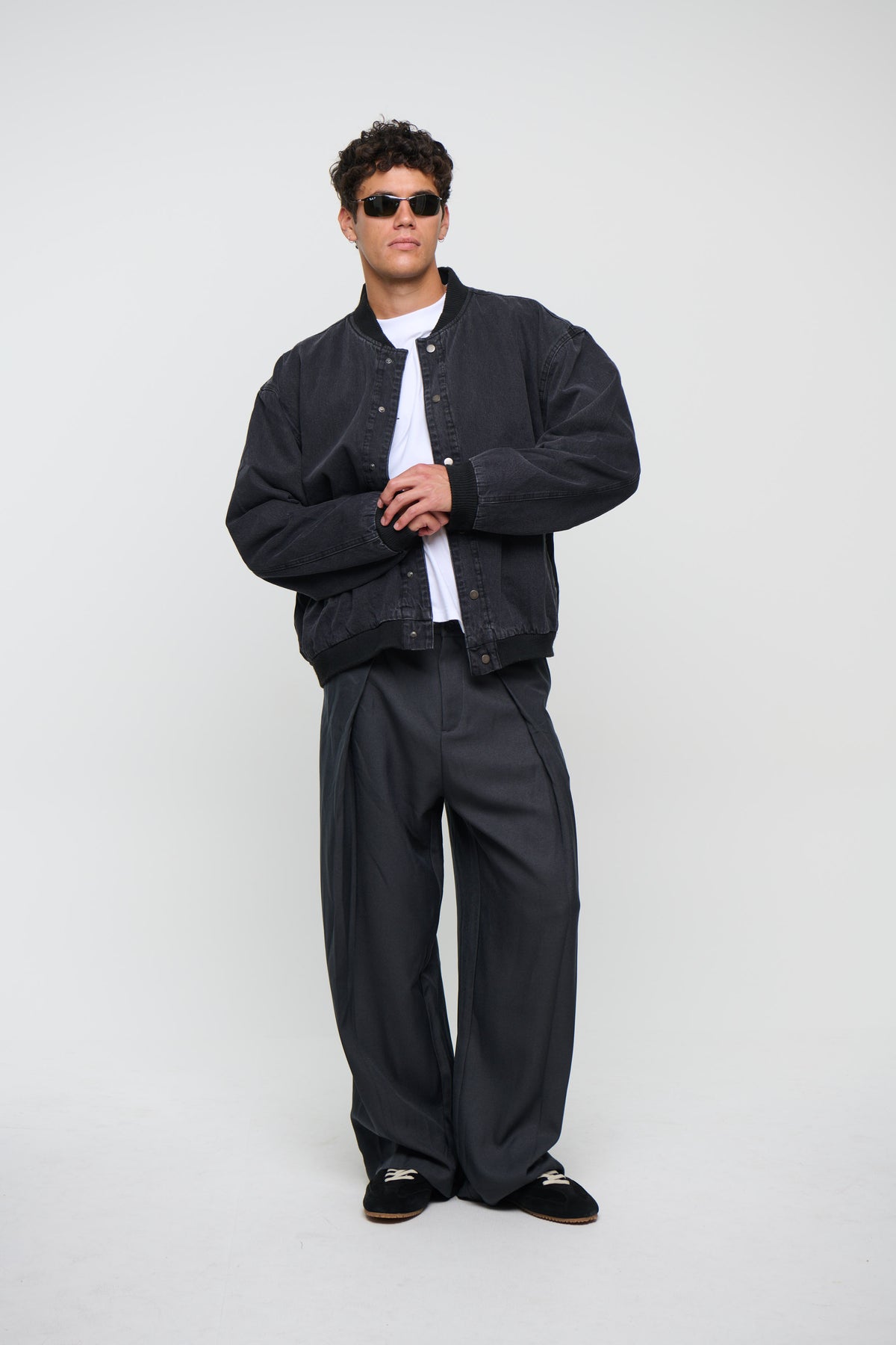 Vintage Bomber Denim Jacket Black