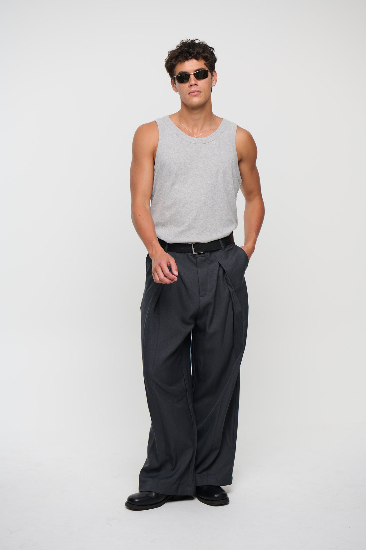 Mitchell Ribbed Tank Grey