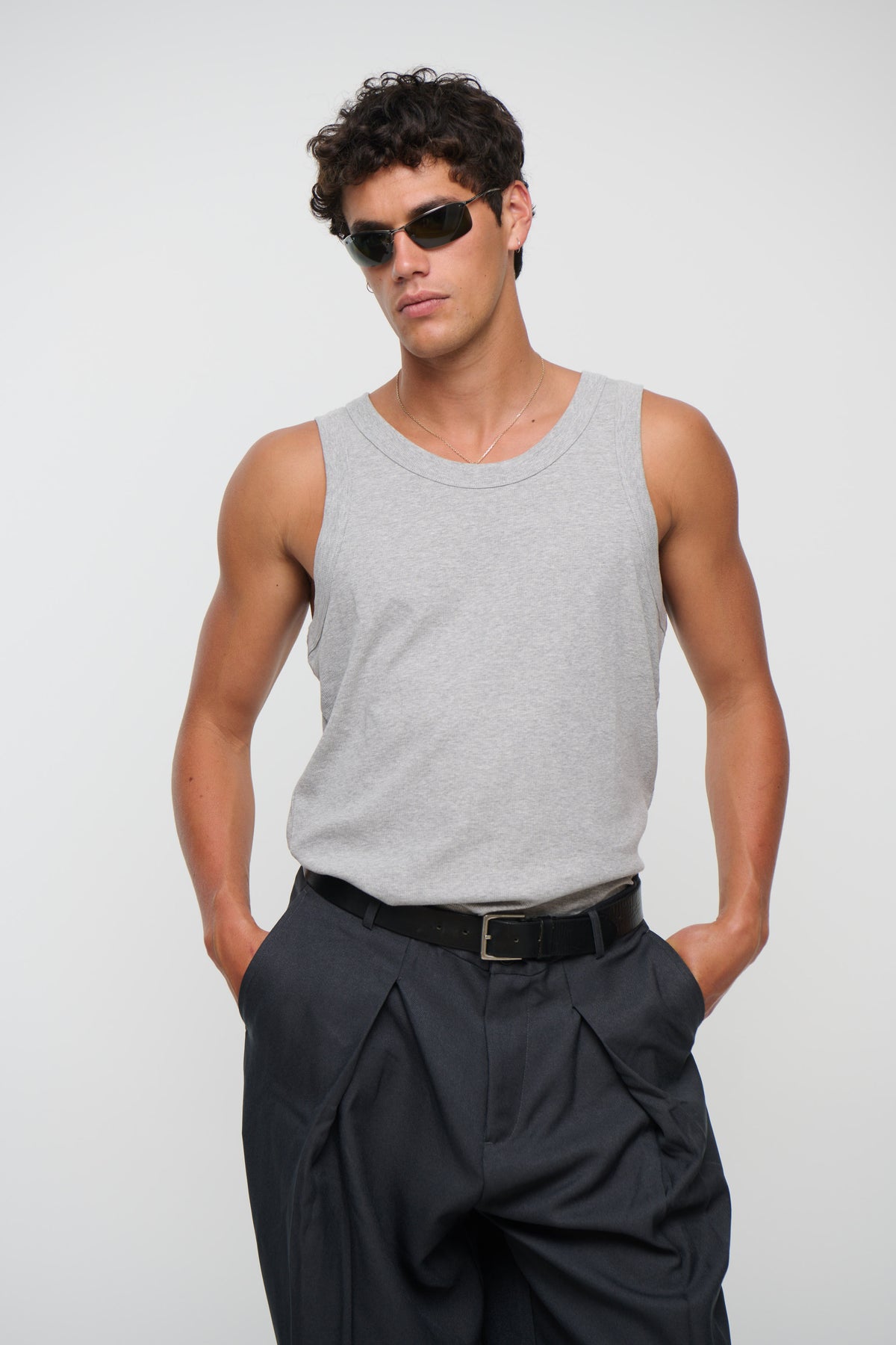 Mitchell Ribbed Tank Grey