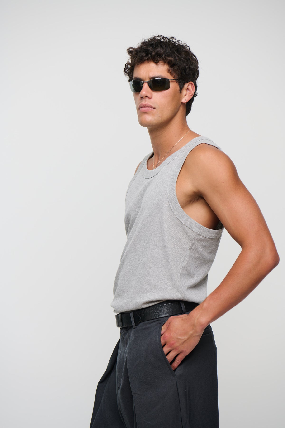 Mitchell Ribbed Tank Grey