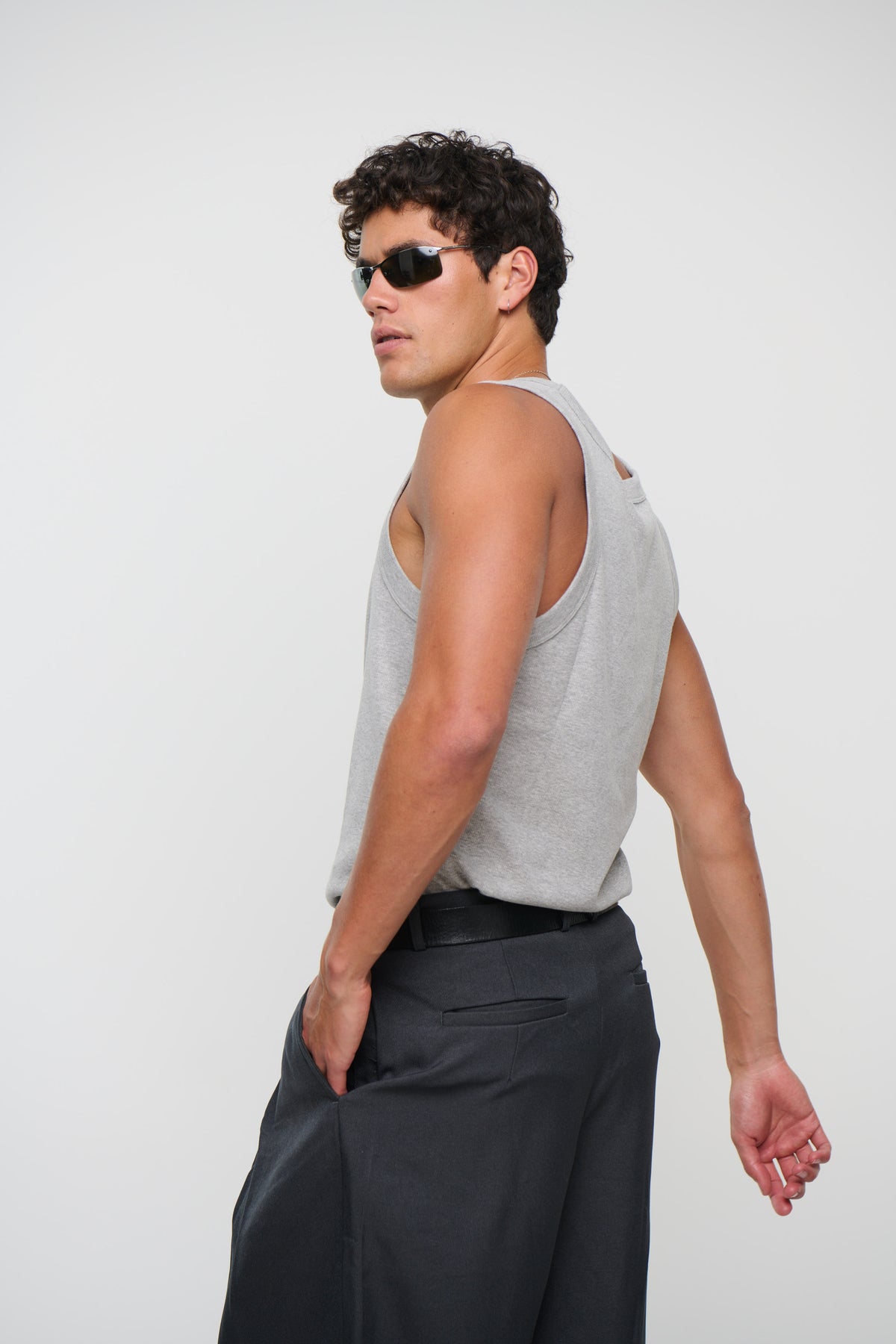 Mitchell Ribbed Tank Grey