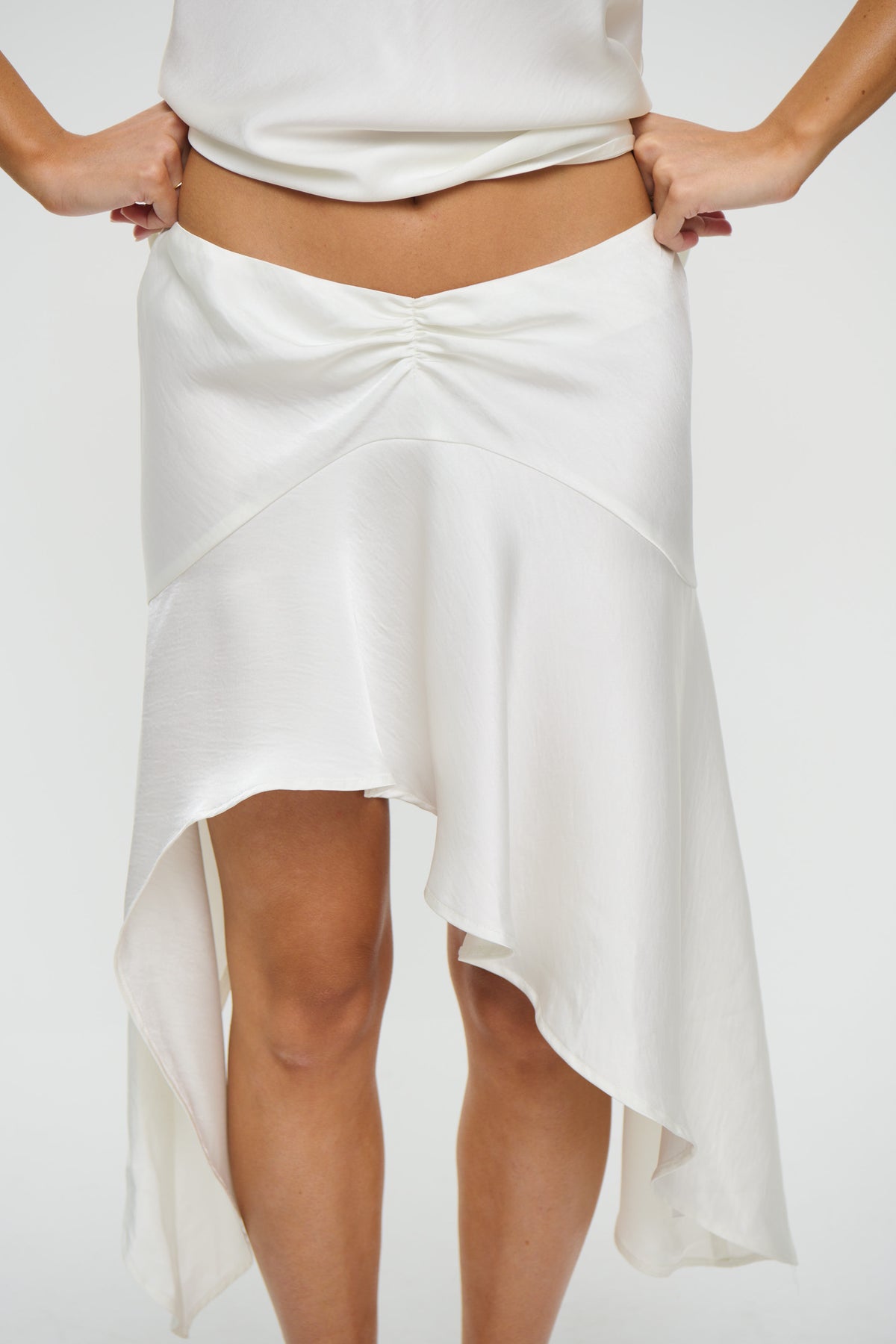 Gloss Midi Skirt Porcelain