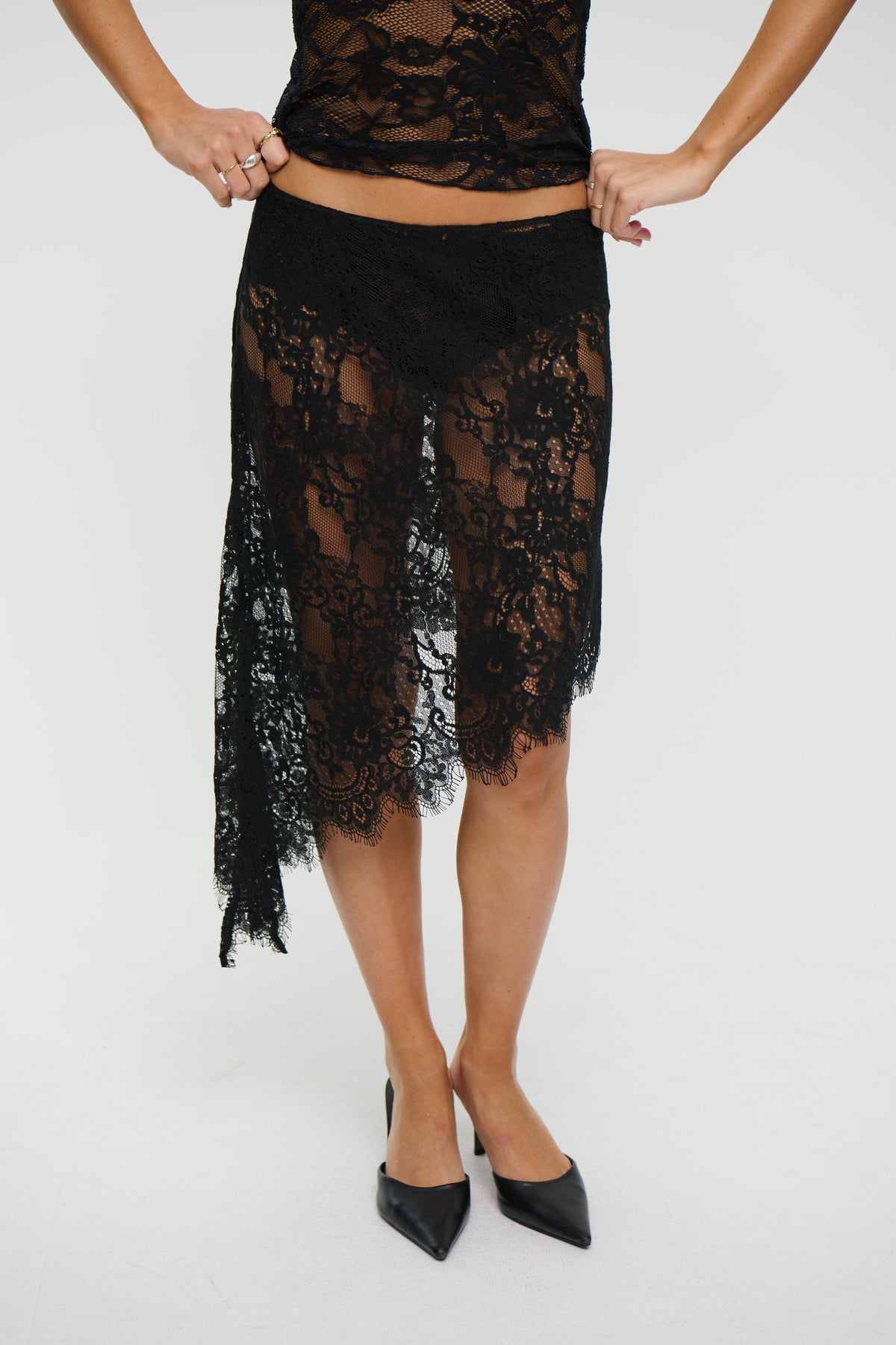 Lace Affair Midi Skirt Noir