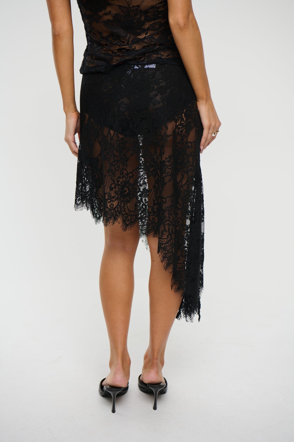 Lace Affair Midi Skirt Noir