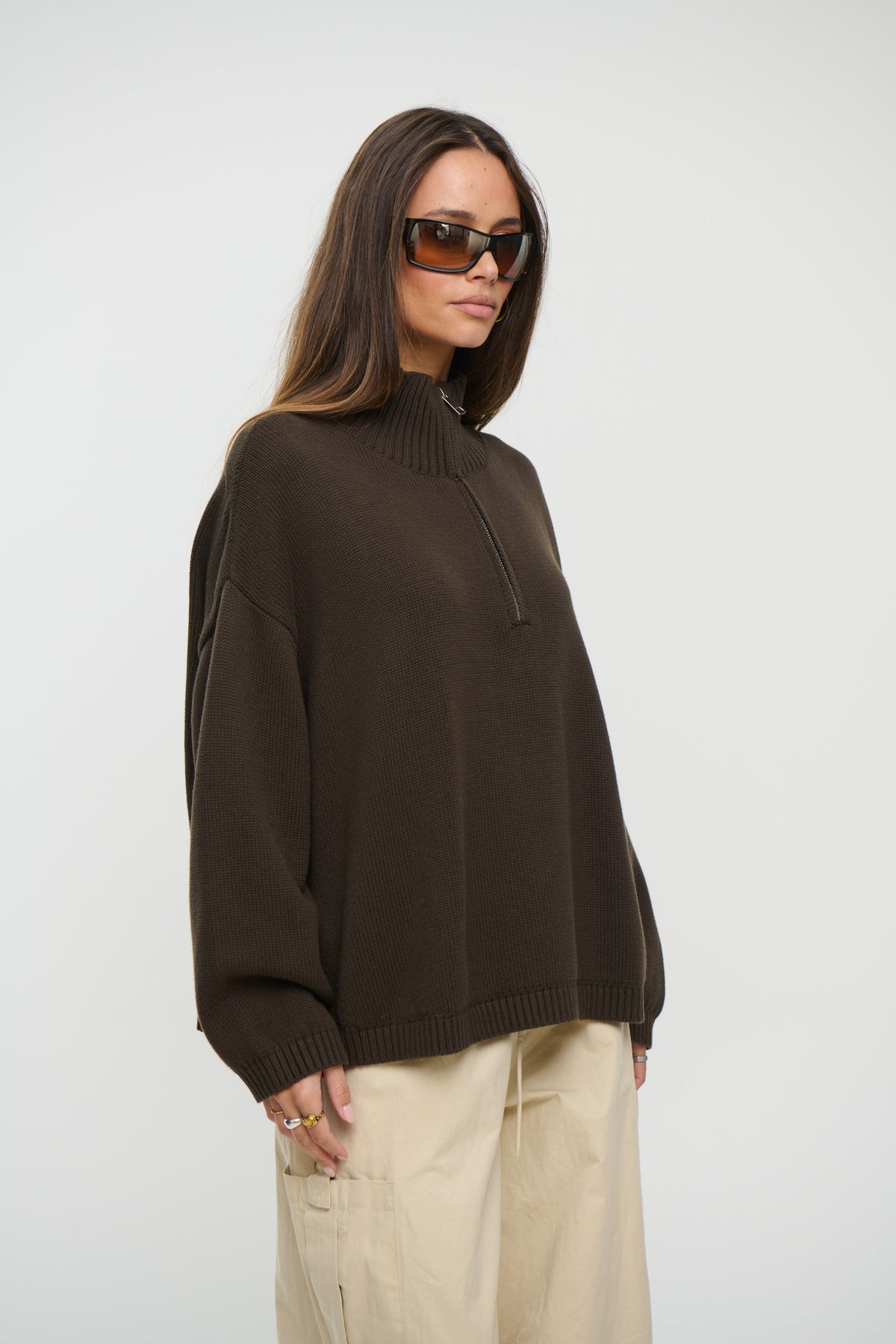 Rome Zip Up Knit Chocolate